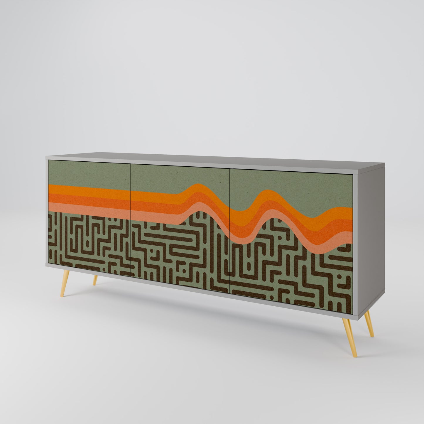 SIMPLE SOLUTIONS 3-Door Sideboard in Grey Finish