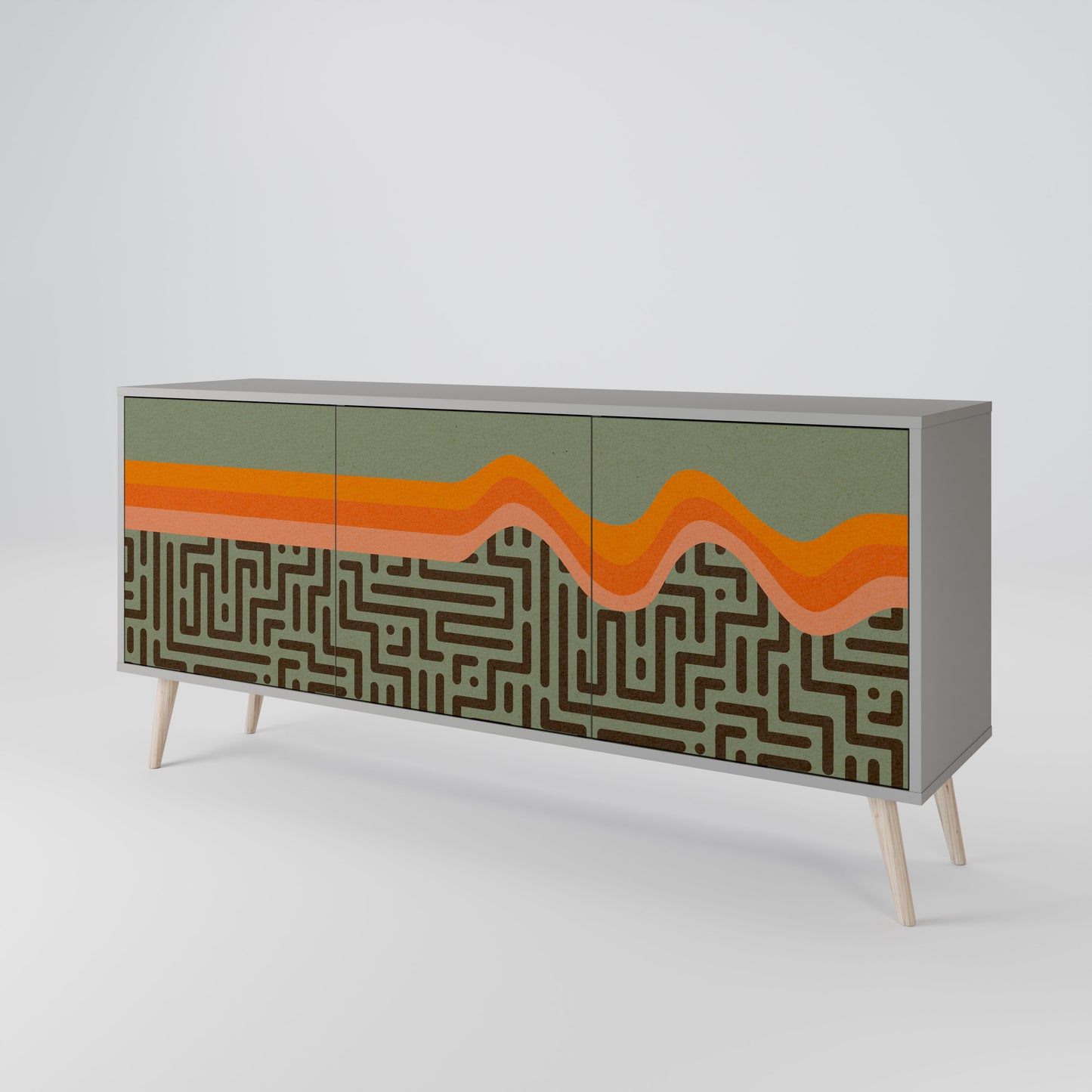 SIMPLE SOLUTIONS 3-Door Sideboard in Grey Finish