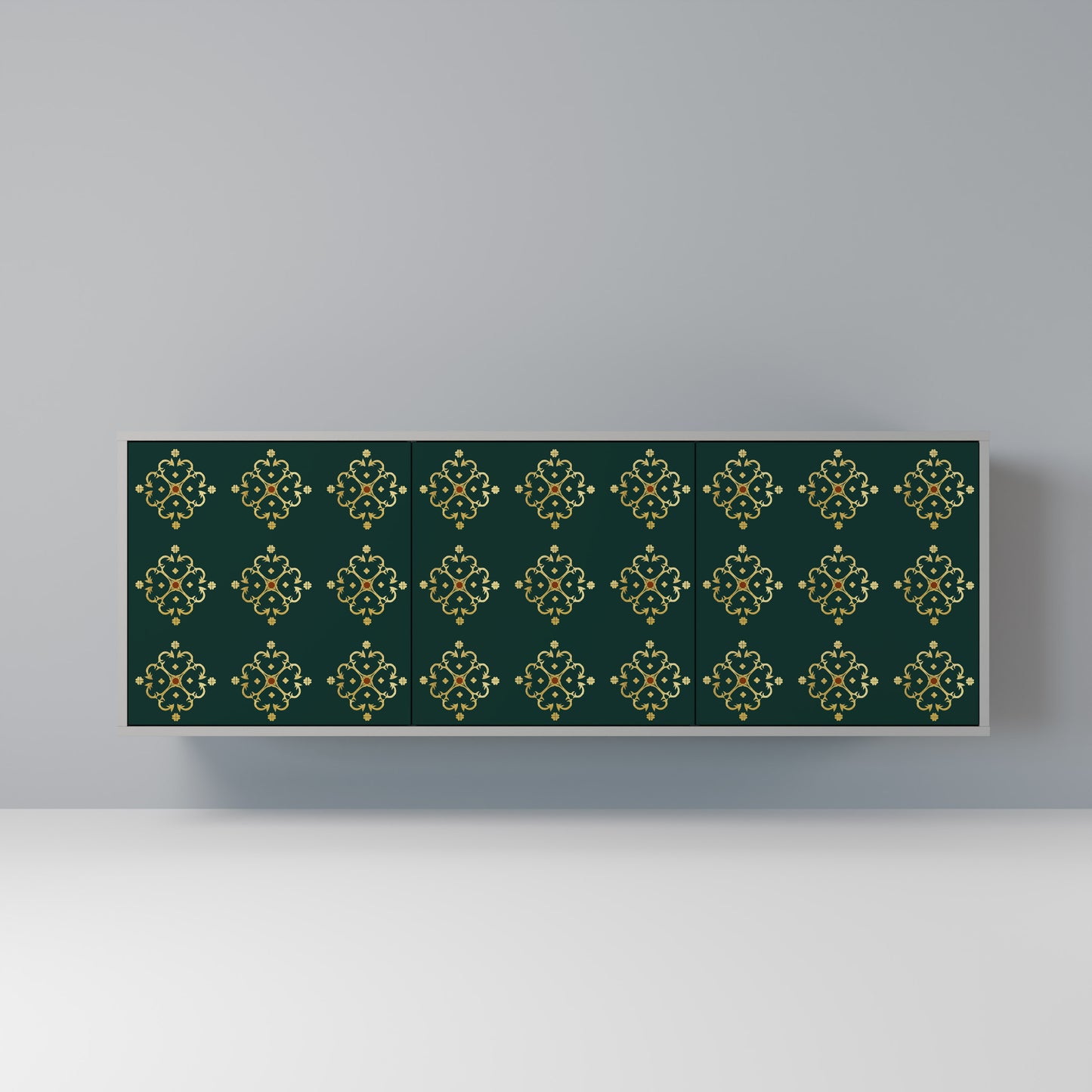 ROYAL MEDALLION 3-dörrars skänk i grå finish