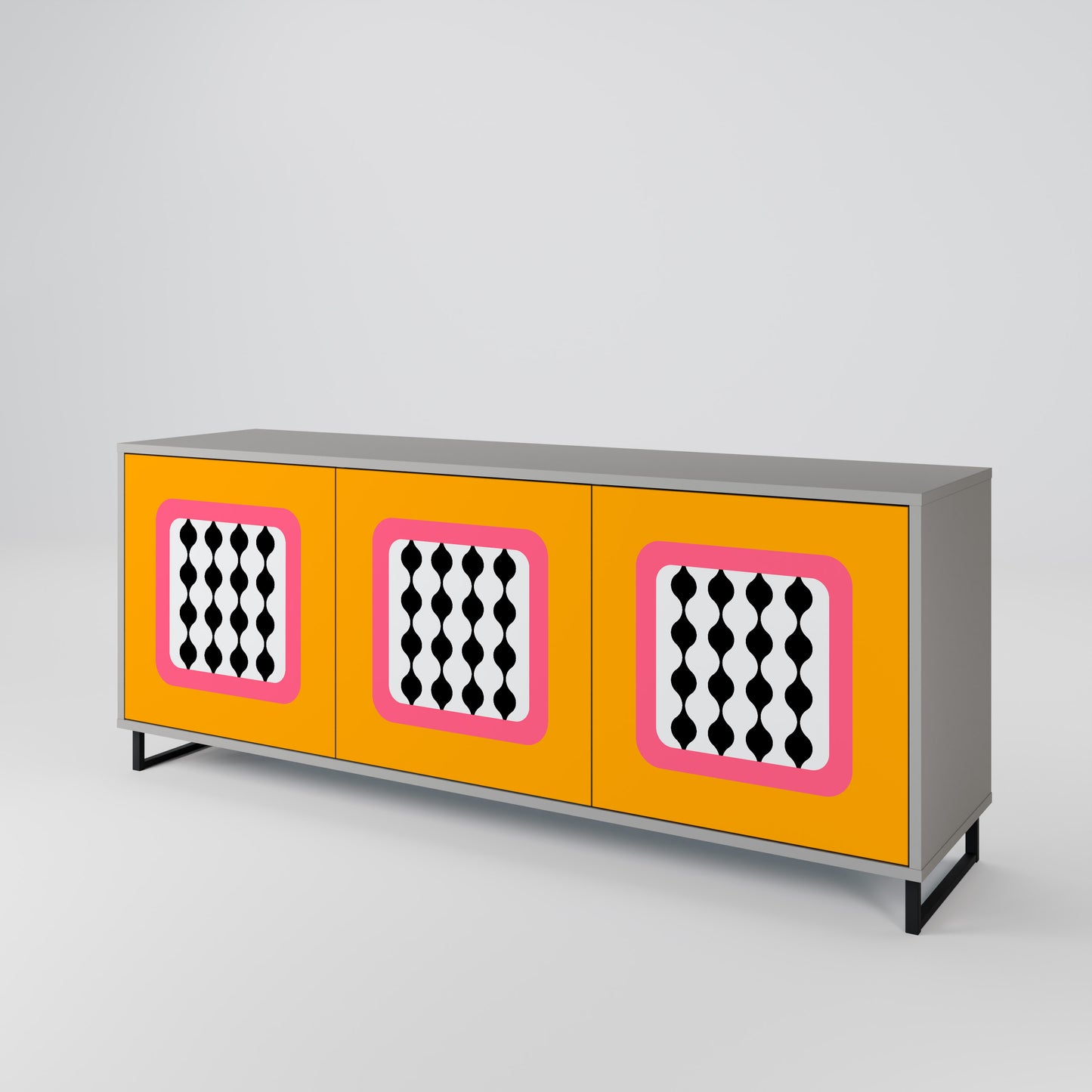 TEARS IN HEAVEN 3-Door Sideboard in Grey Finish
