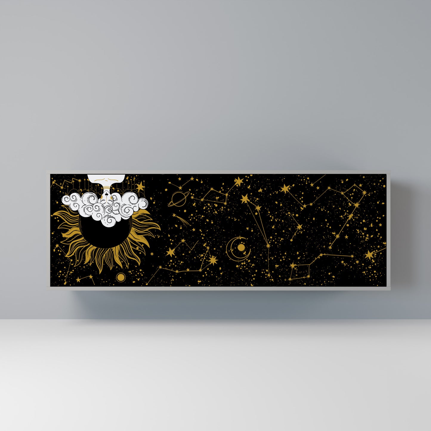 STELLAR CONSTELLATIONS 3-dörrars skänk i grå finish