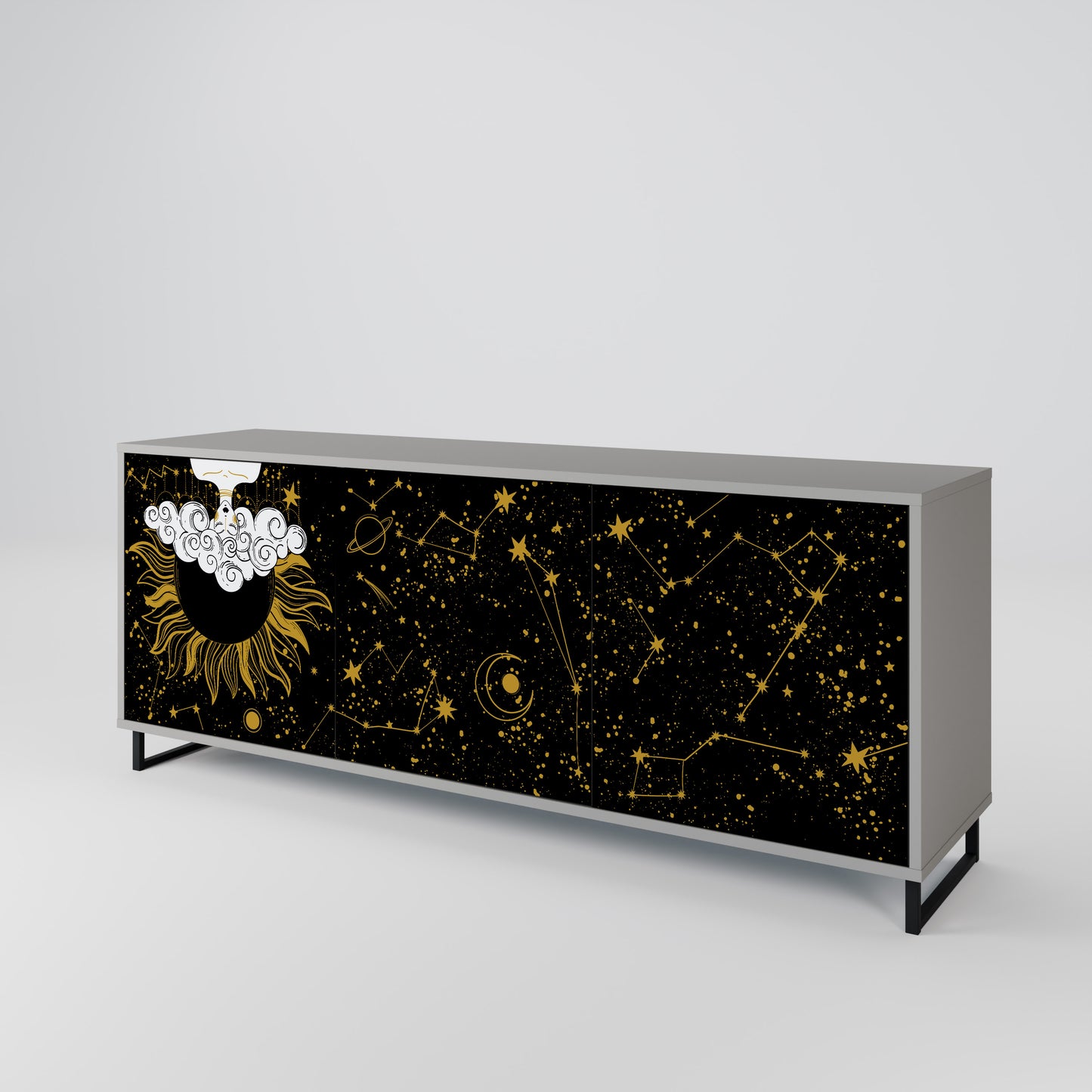 STELLAR CONSTELLATIONS 3-dörrars skänk i grå finish