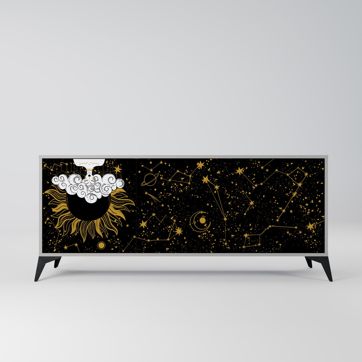 STELLAR CONSTELLATIONS 3-dörrars skänk i grå finish