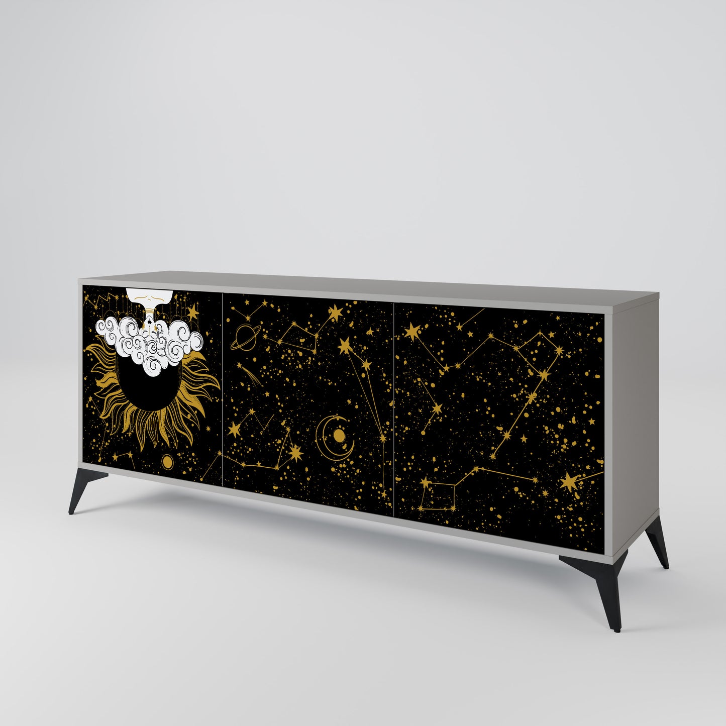 STELLAR CONSTELLATIONS 3-dörrars skänk i grå finish
