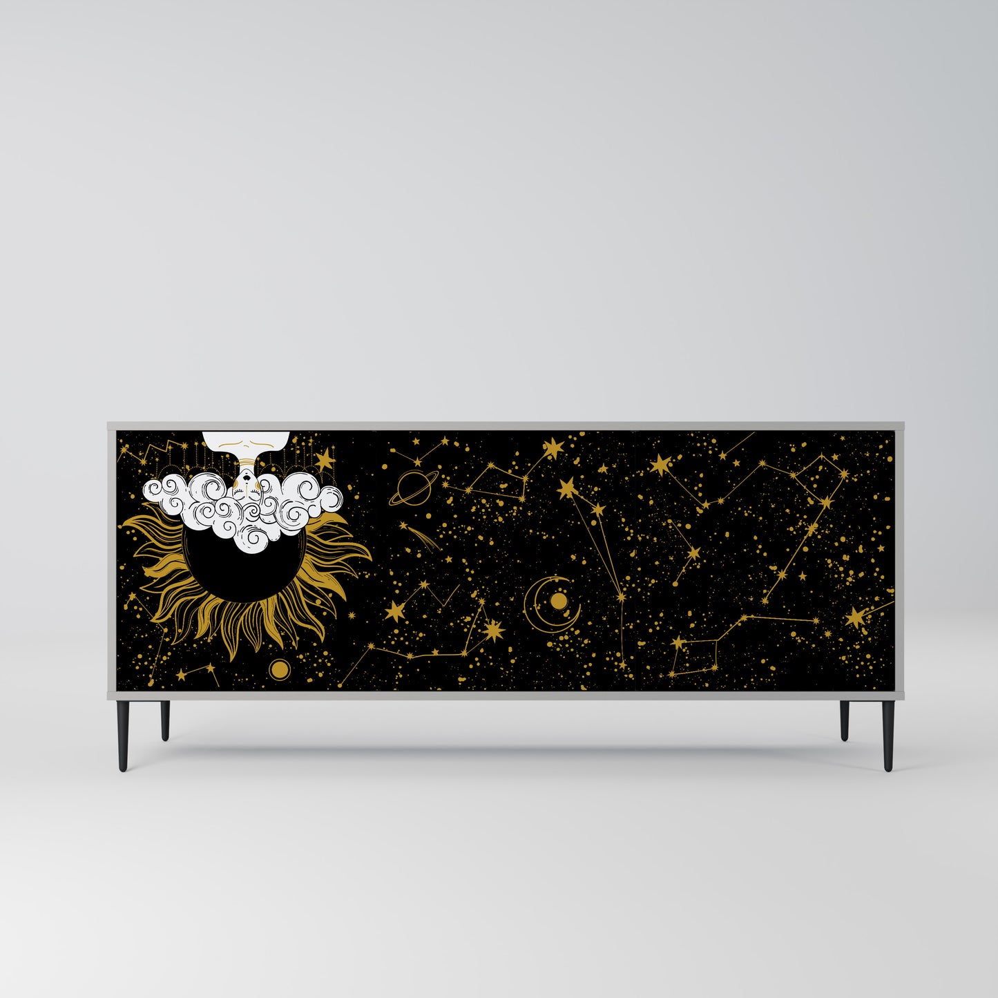 STELLAR CONSTELLATIONS 3-dörrars skänk i grå finish
