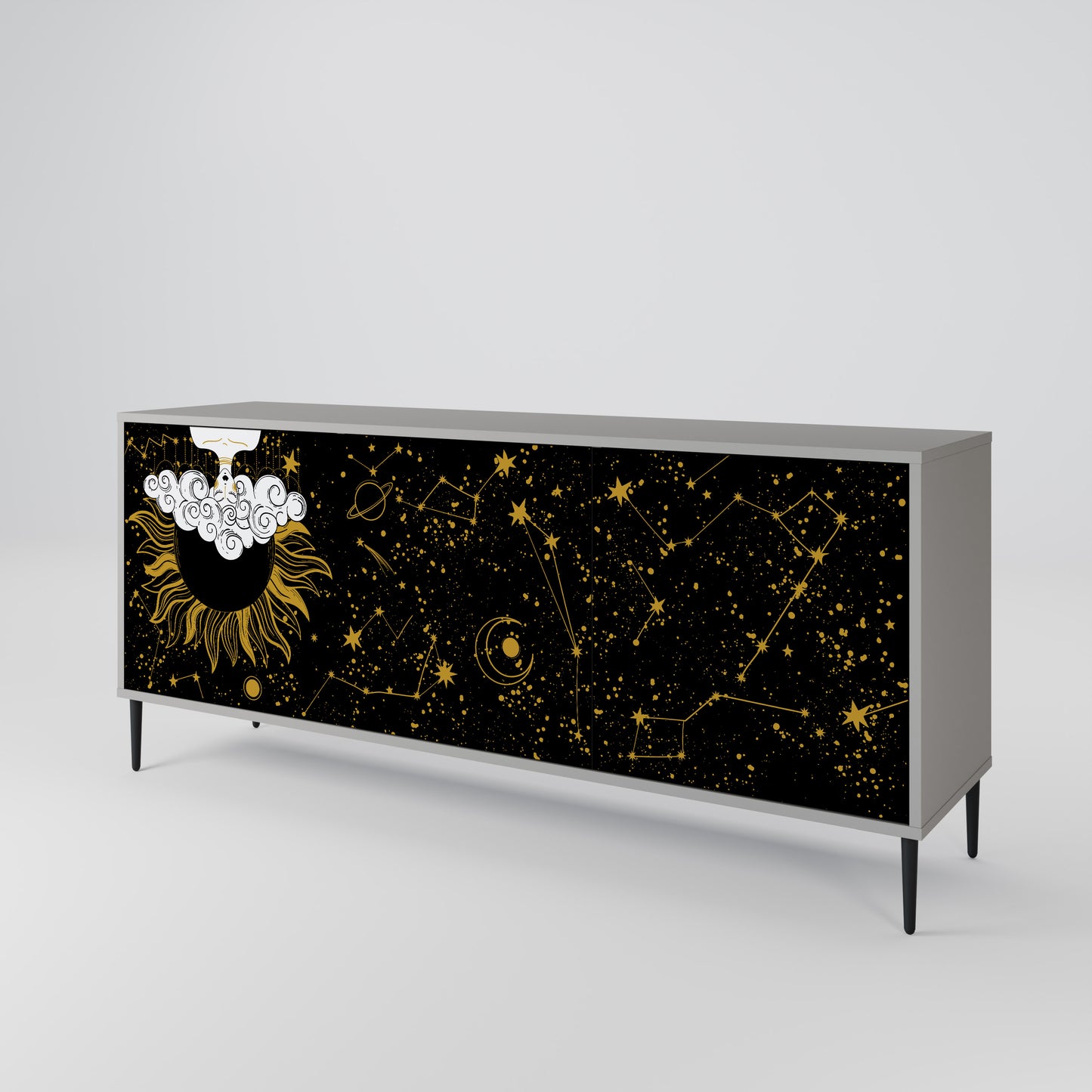 STELLAR CONSTELLATIONS 3-dörrars skänk i grå finish