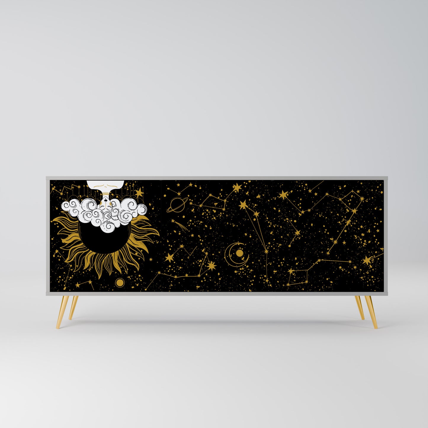 STELLAR CONSTELLATIONS 3-dörrars skänk i grå finish