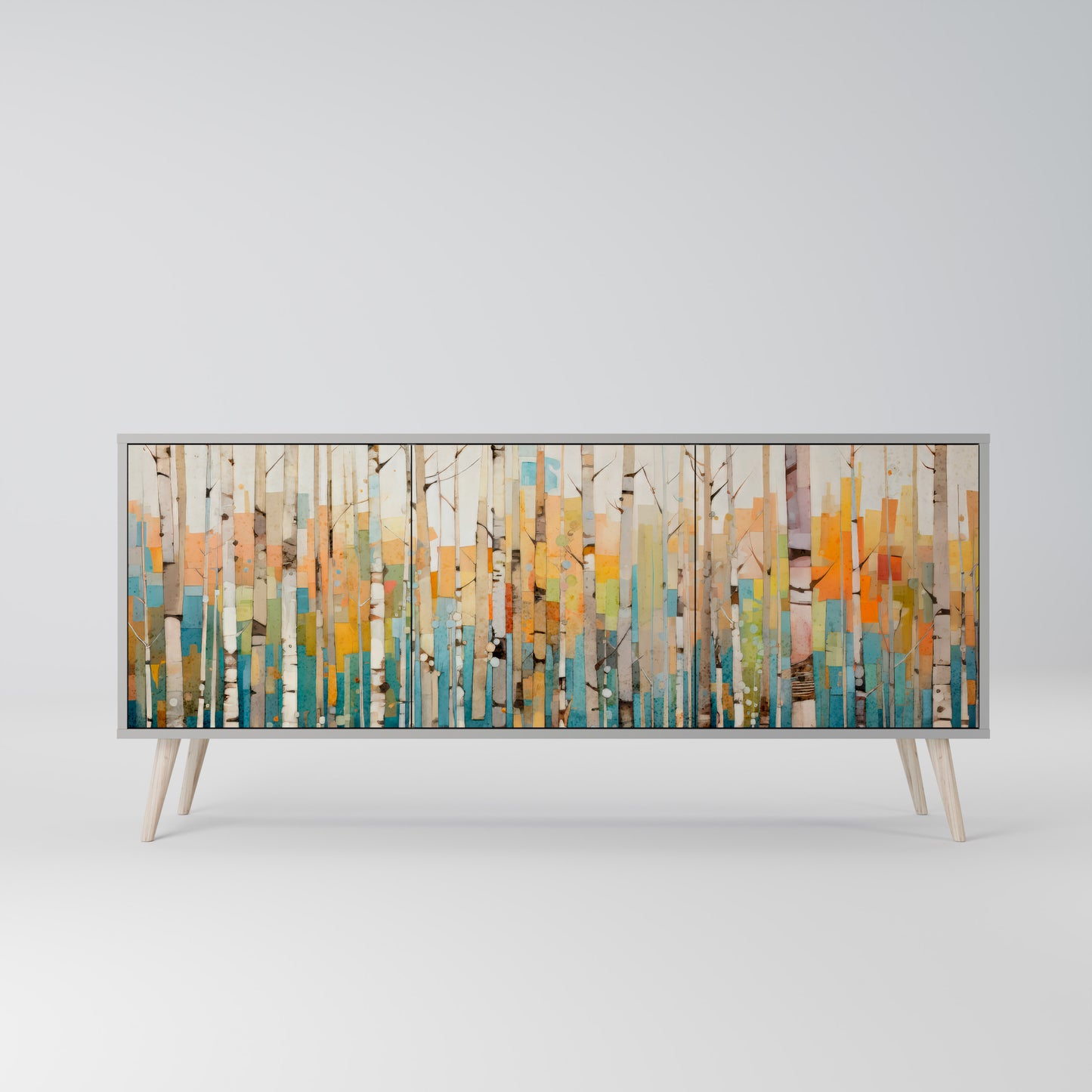 BIRCH KALEIDOSCOPE 3-Door Sideboard in Grey Finish