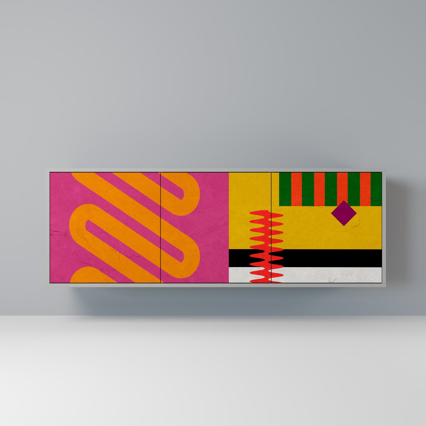 VIVID ART 3-dörrars skänk i grå finish