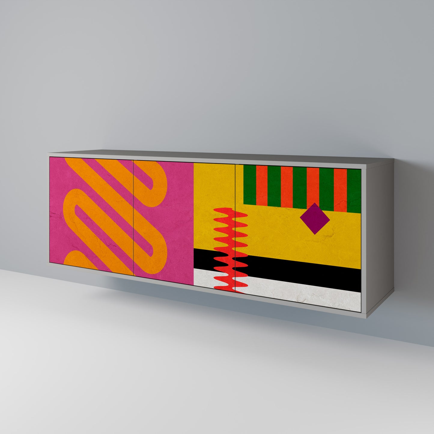 VIVID ART 3-dörrars skänk i grå finish