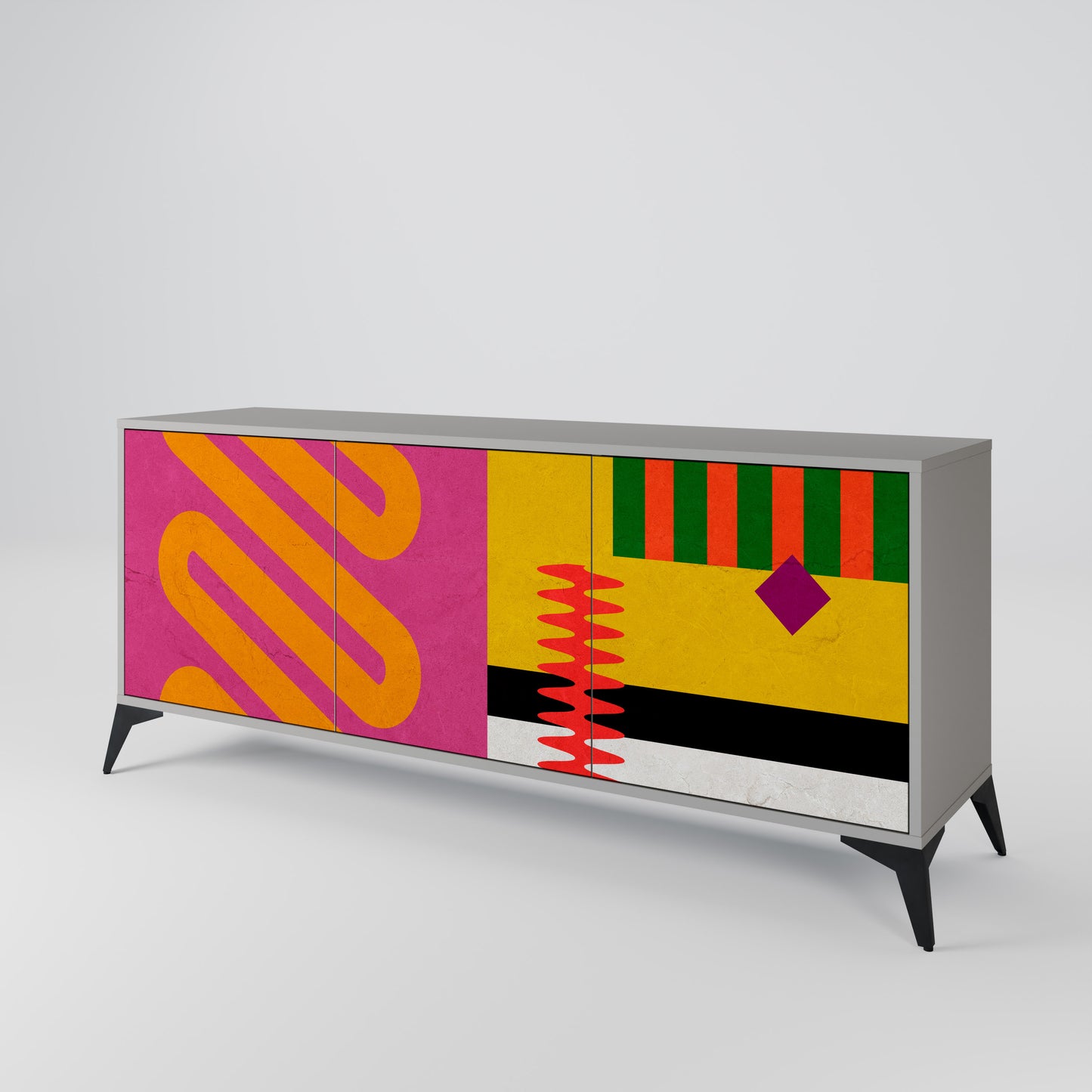 VIVID ART 3-dörrars skänk i grå finish
