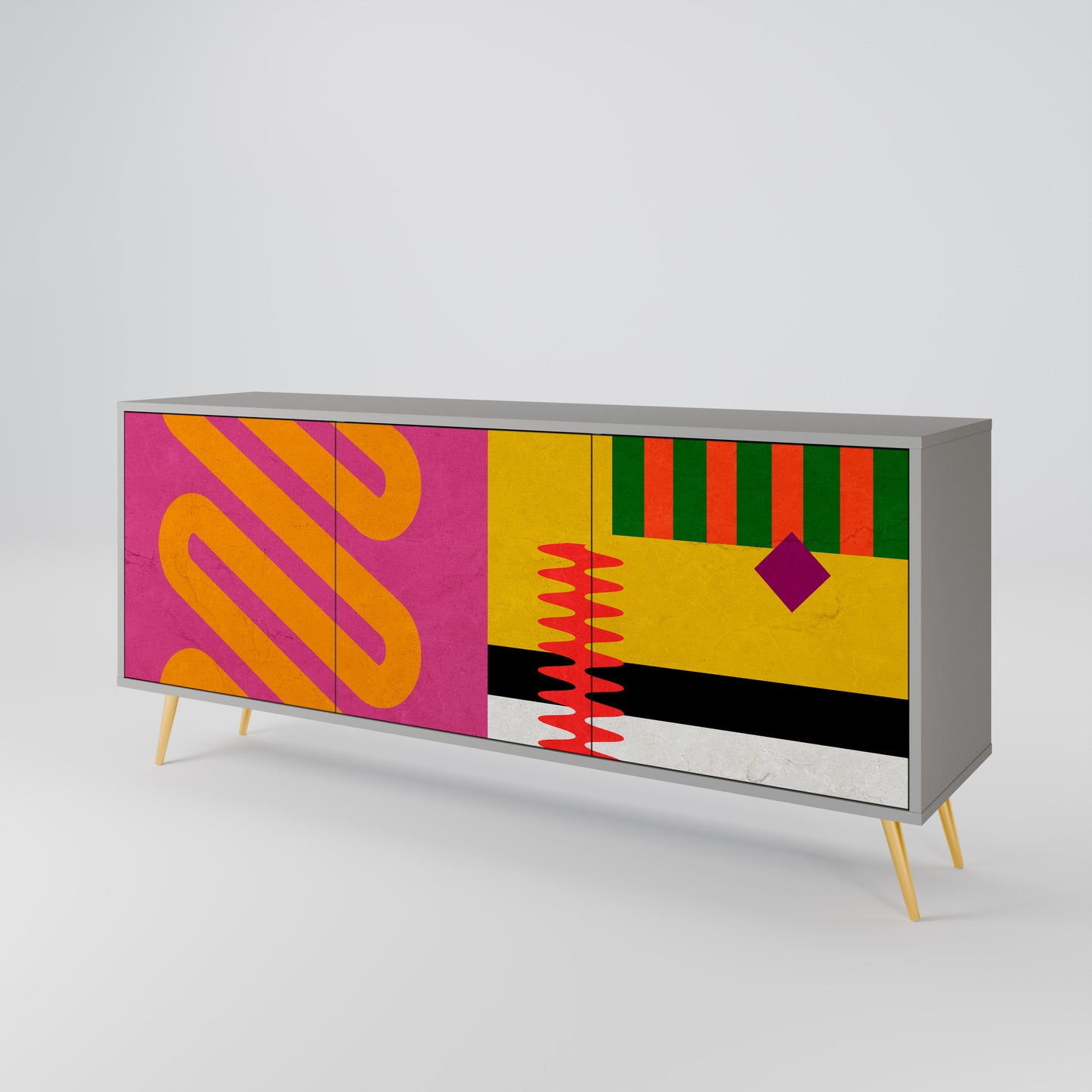VIVID ART 3-dörrars skänk i grå finish