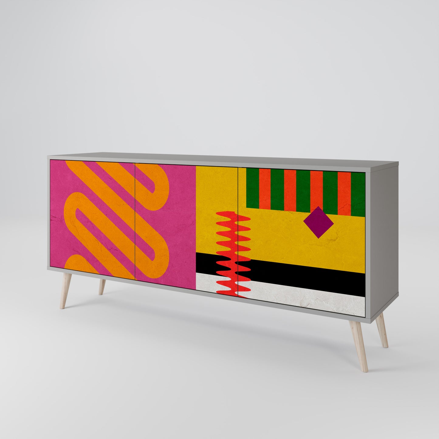 VIVID ART 3-dörrars skänk i grå finish