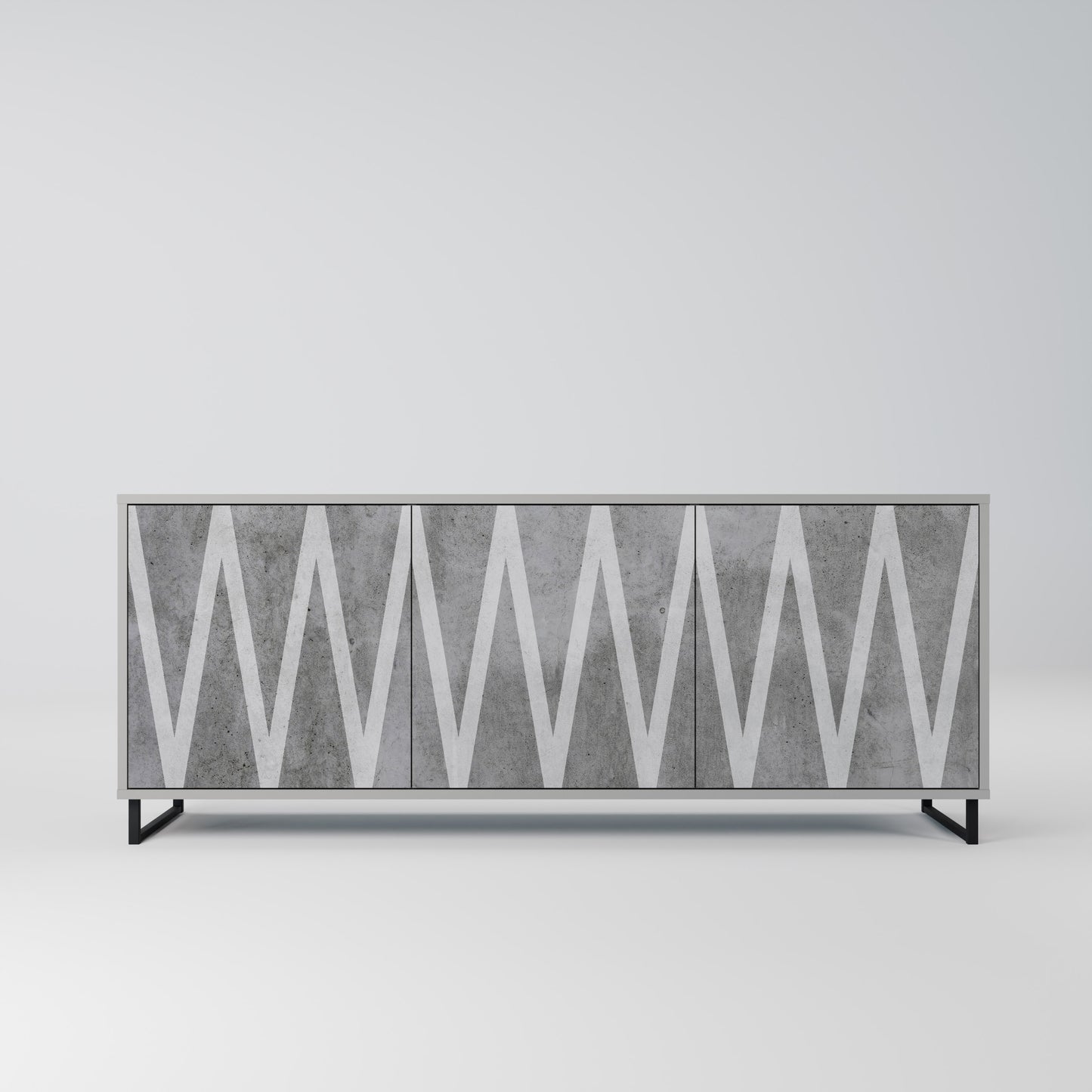 SOLID ZIG ZAG 3-dörrars skänk i grå finish
