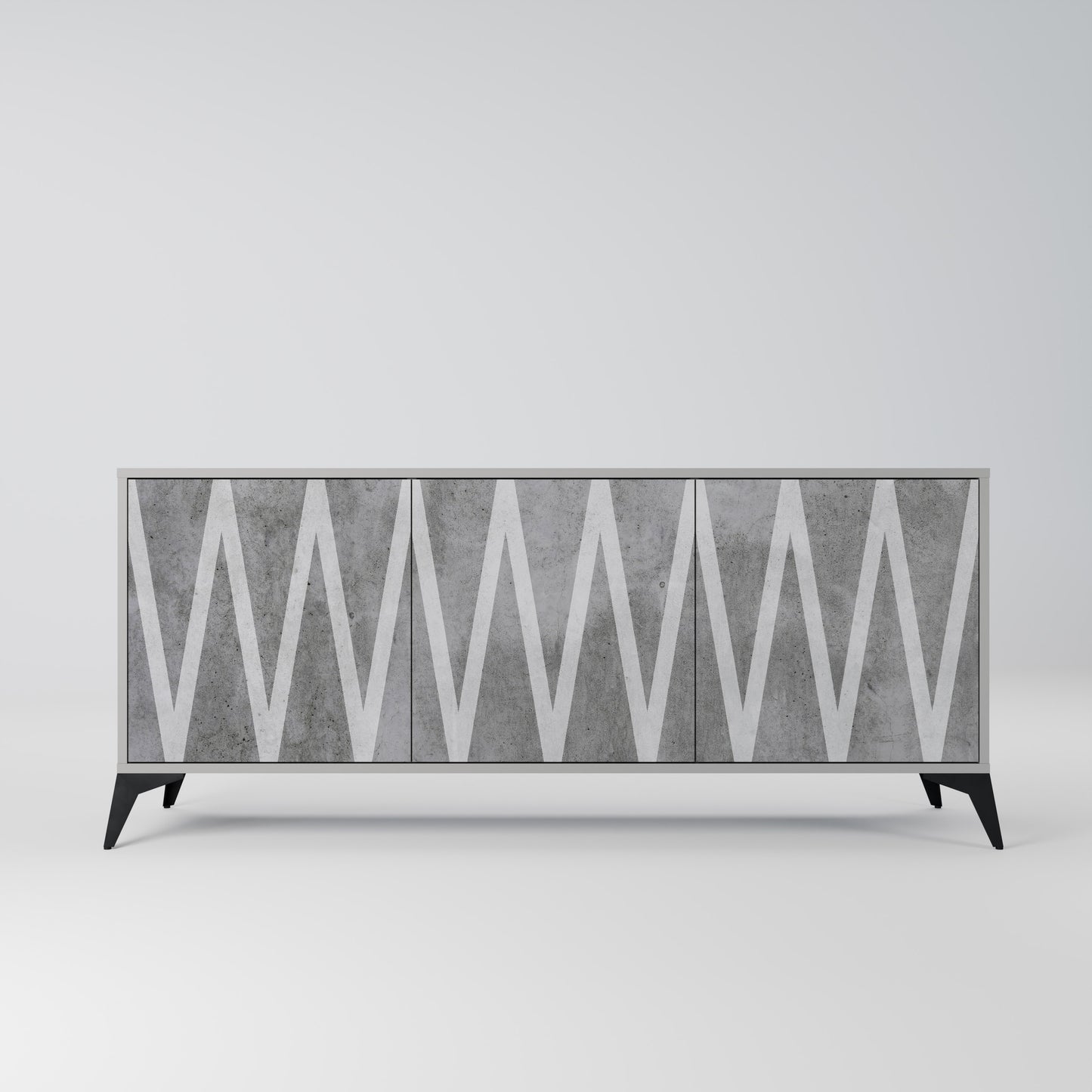 SOLID ZIG ZAG 3-dörrars skänk i grå finish
