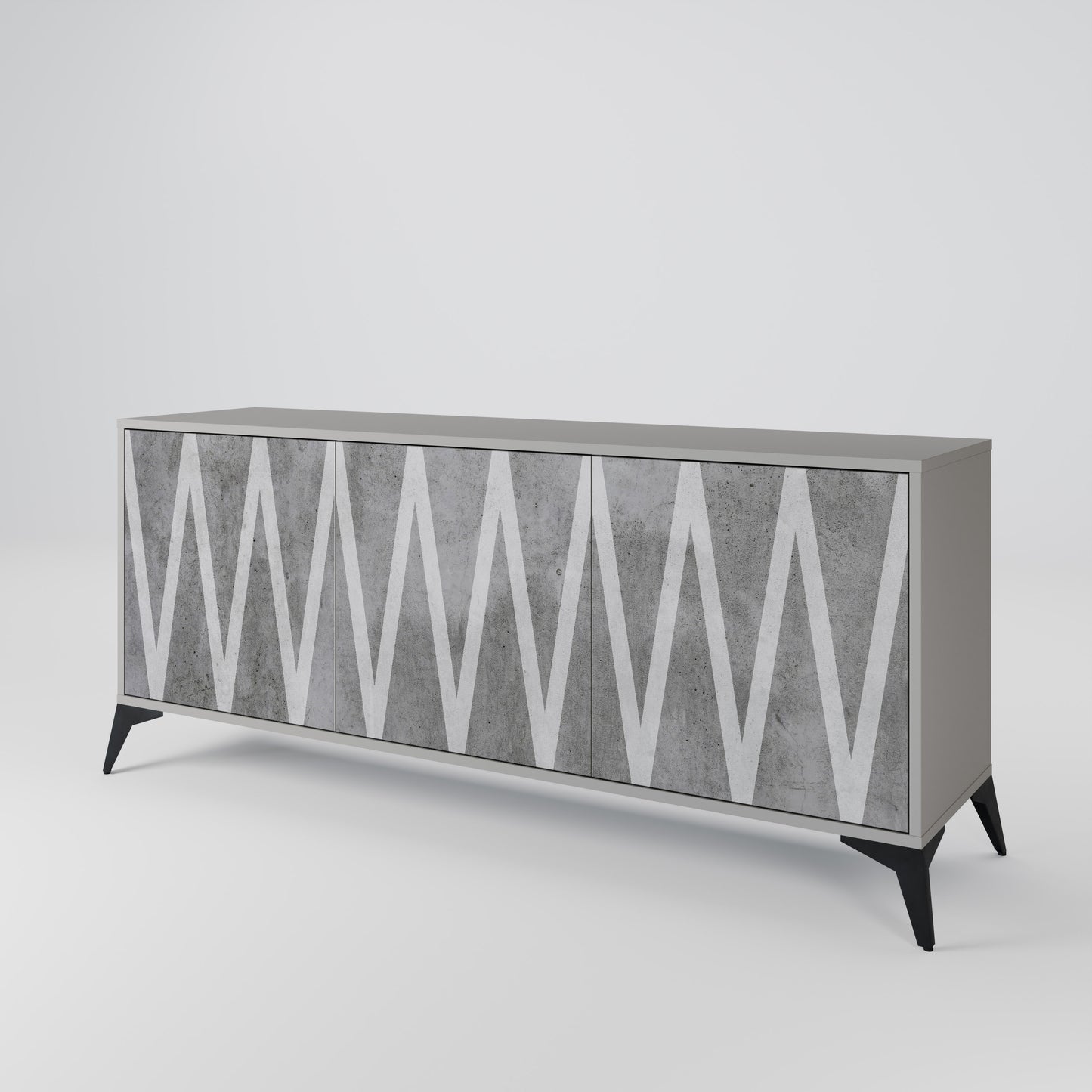 SOLID ZIG ZAG 3-dörrars skänk i grå finish