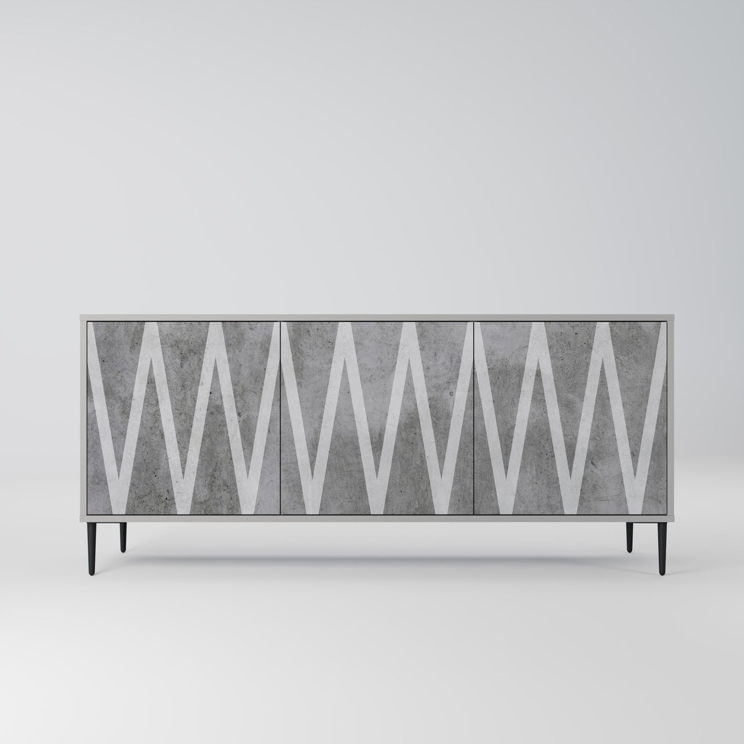 SOLID ZIG ZAG 3-dörrars skänk i grå finish