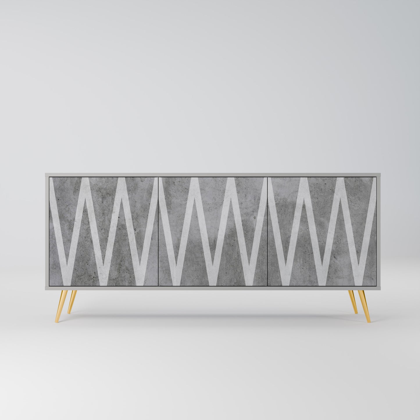 SOLID ZIG ZAG 3-dörrars skänk i grå finish