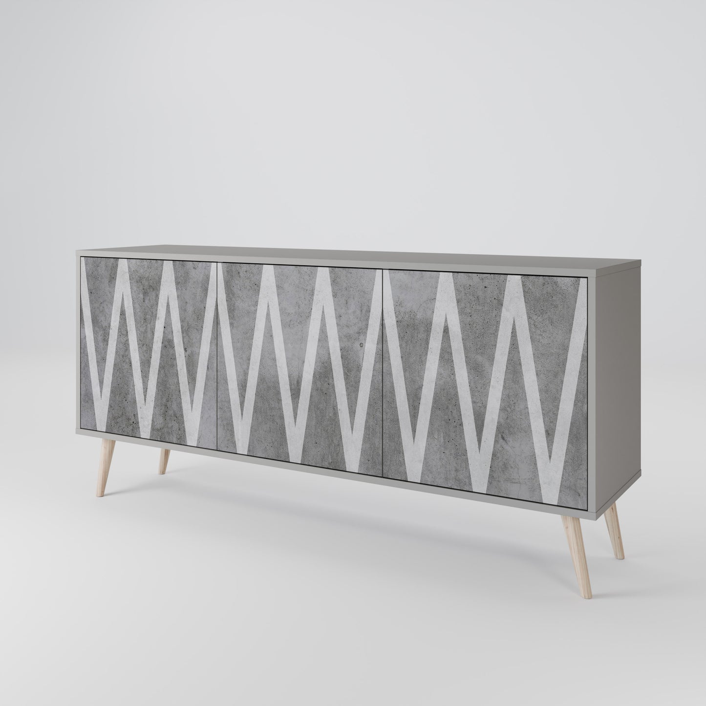 SOLID ZIG ZAG 3-dörrars skänk i grå finish