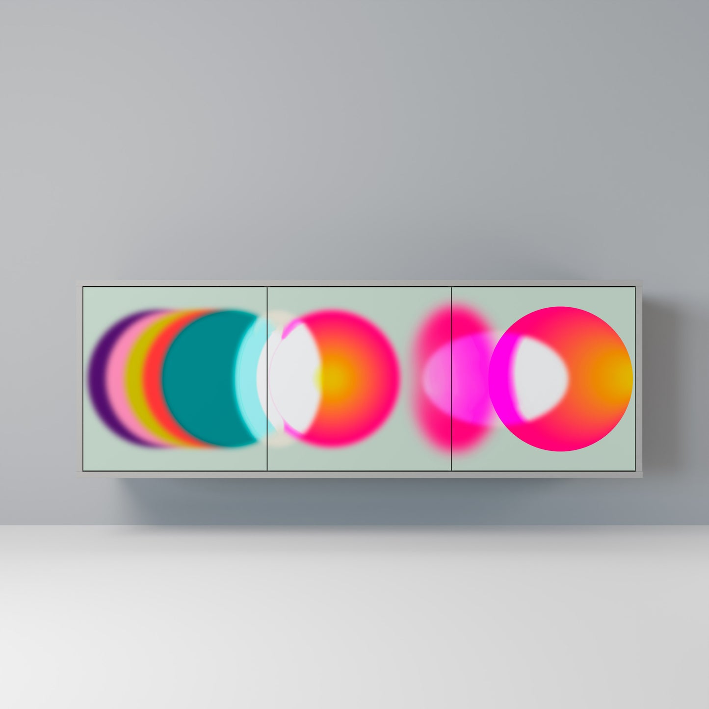 SYMPHONY OF COLOURS 3-dörrars skänk i grå finish