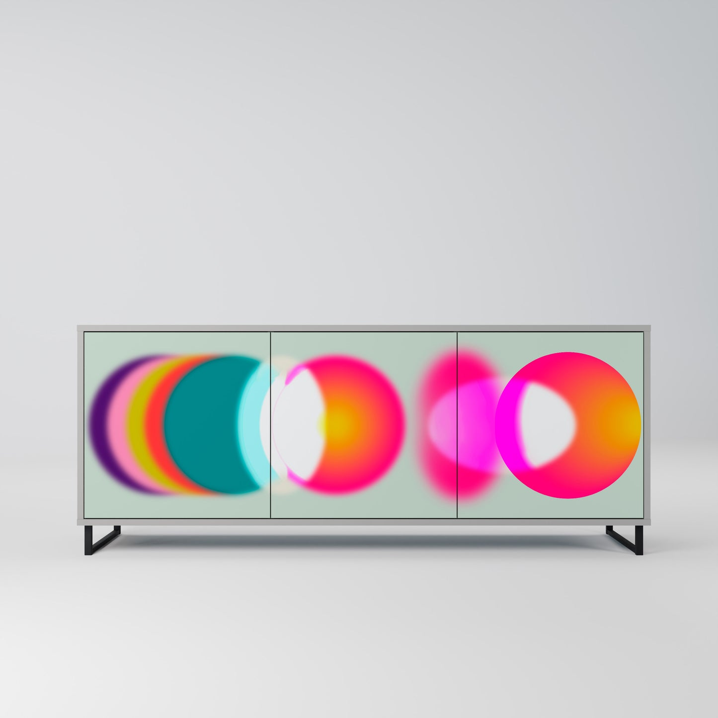SYMPHONY OF COLOURS 3-dörrars skänk i grå finish