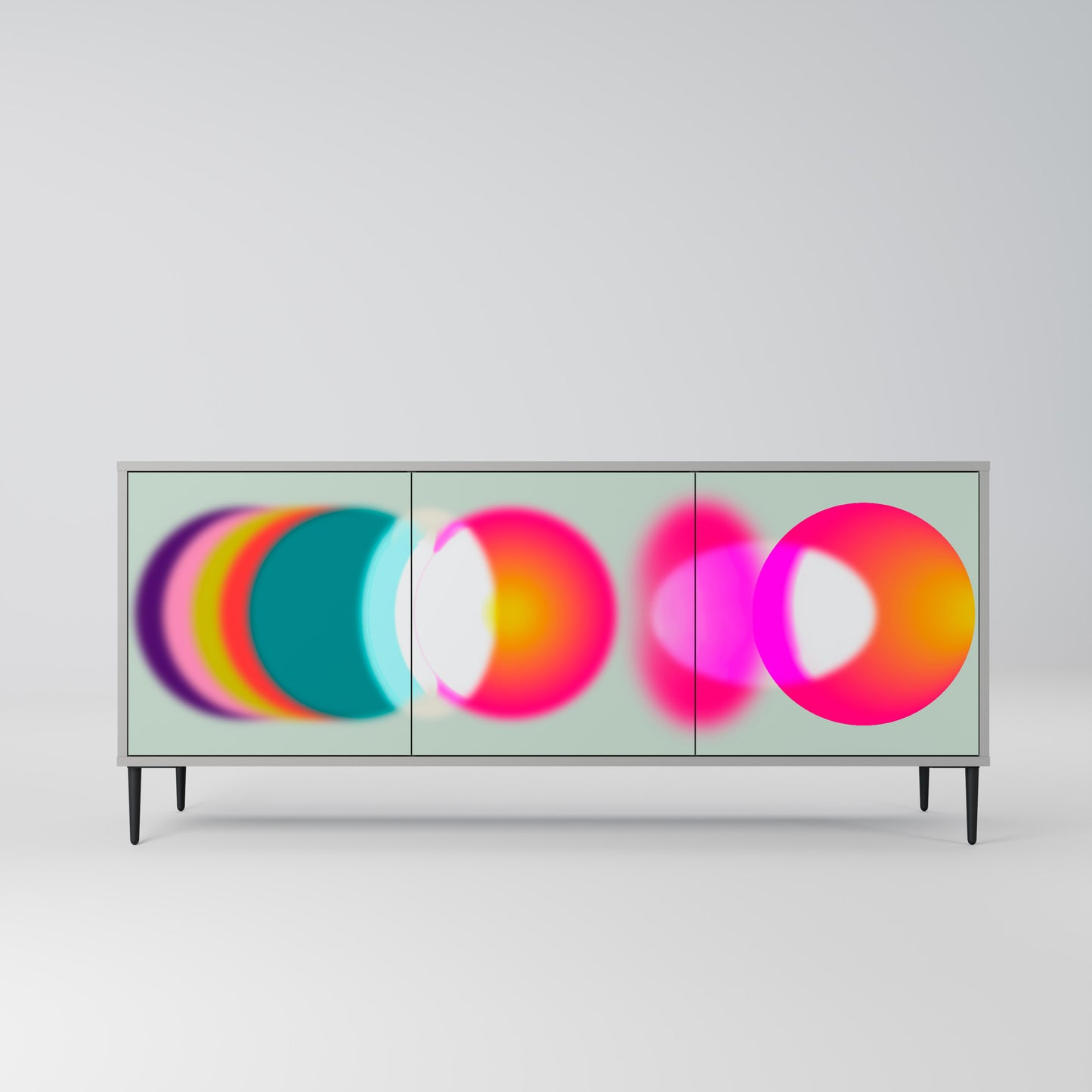 SYMPHONY OF COLOURS 3-dörrars skänk i grå finish