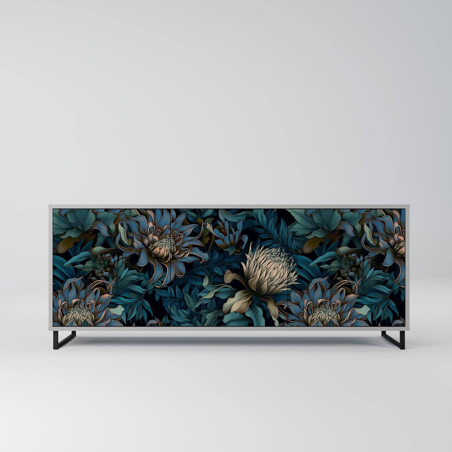 TWILIGHT BLOOM 3-dörrars skänk i grå finish
