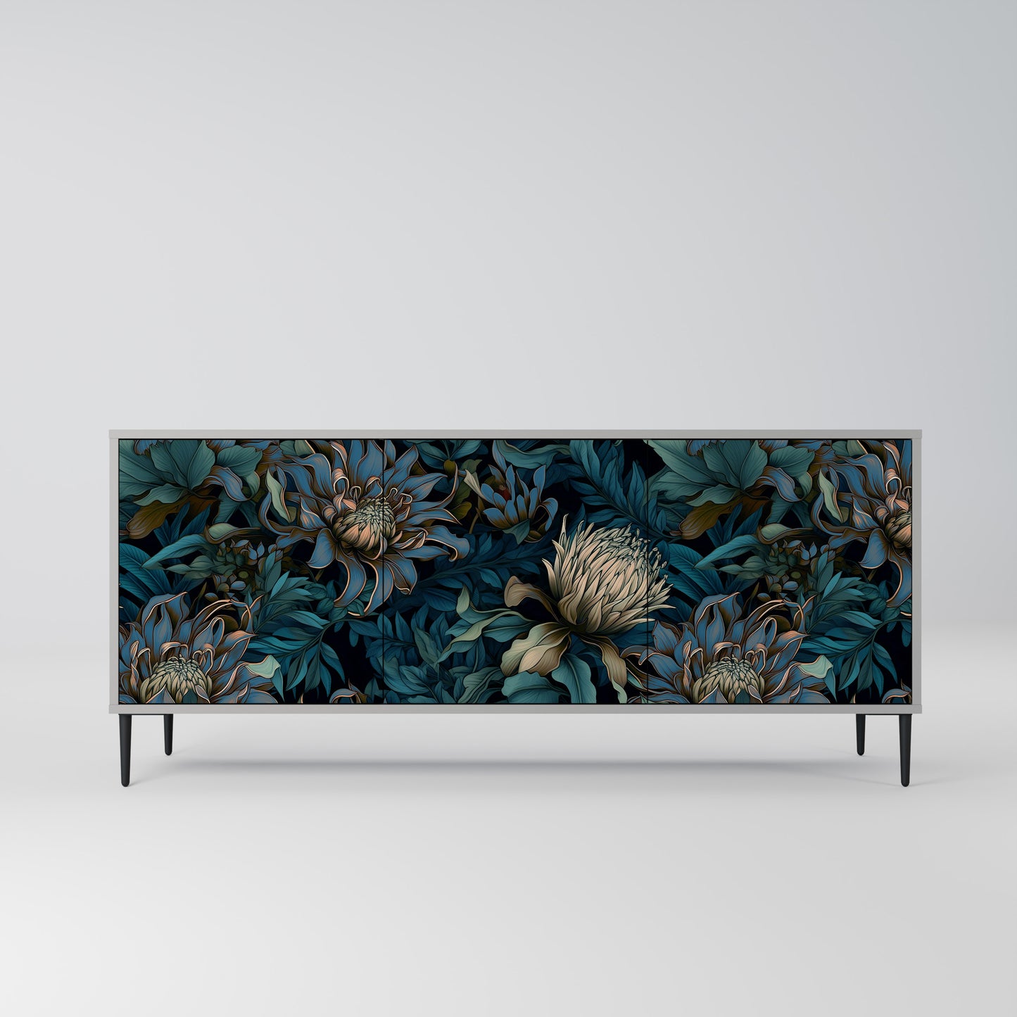 TWILIGHT BLOOM 3-dörrars skänk i grå finish