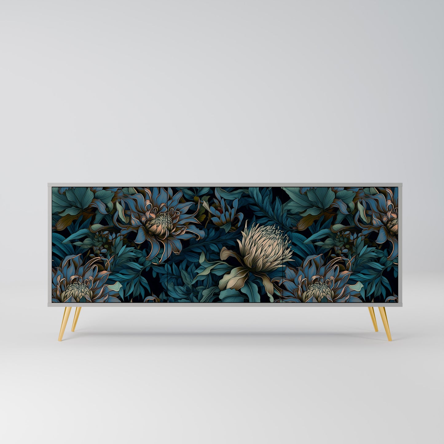 TWILIGHT BLOOM 3-dörrars skänk i grå finish