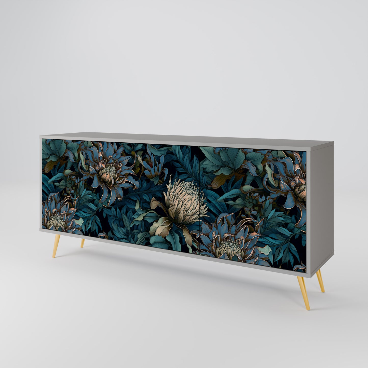 TWILIGHT BLOOM 3-dörrars skänk i grå finish