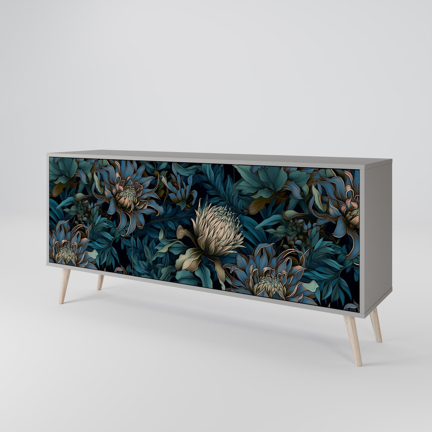 TWILIGHT BLOOM 3-dörrars skänk i grå finish