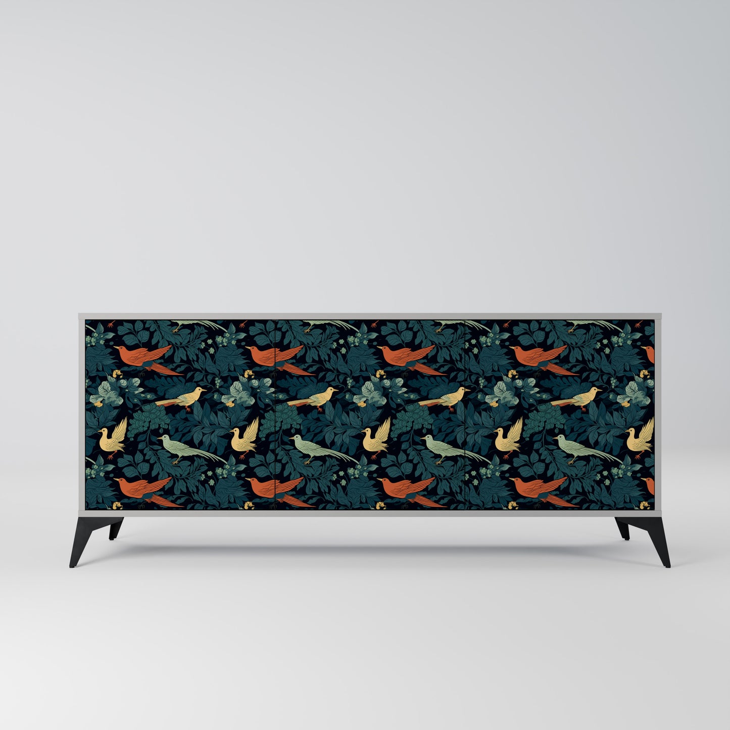FOWL ORNAMENT 3-dörrars skänk i grå finish