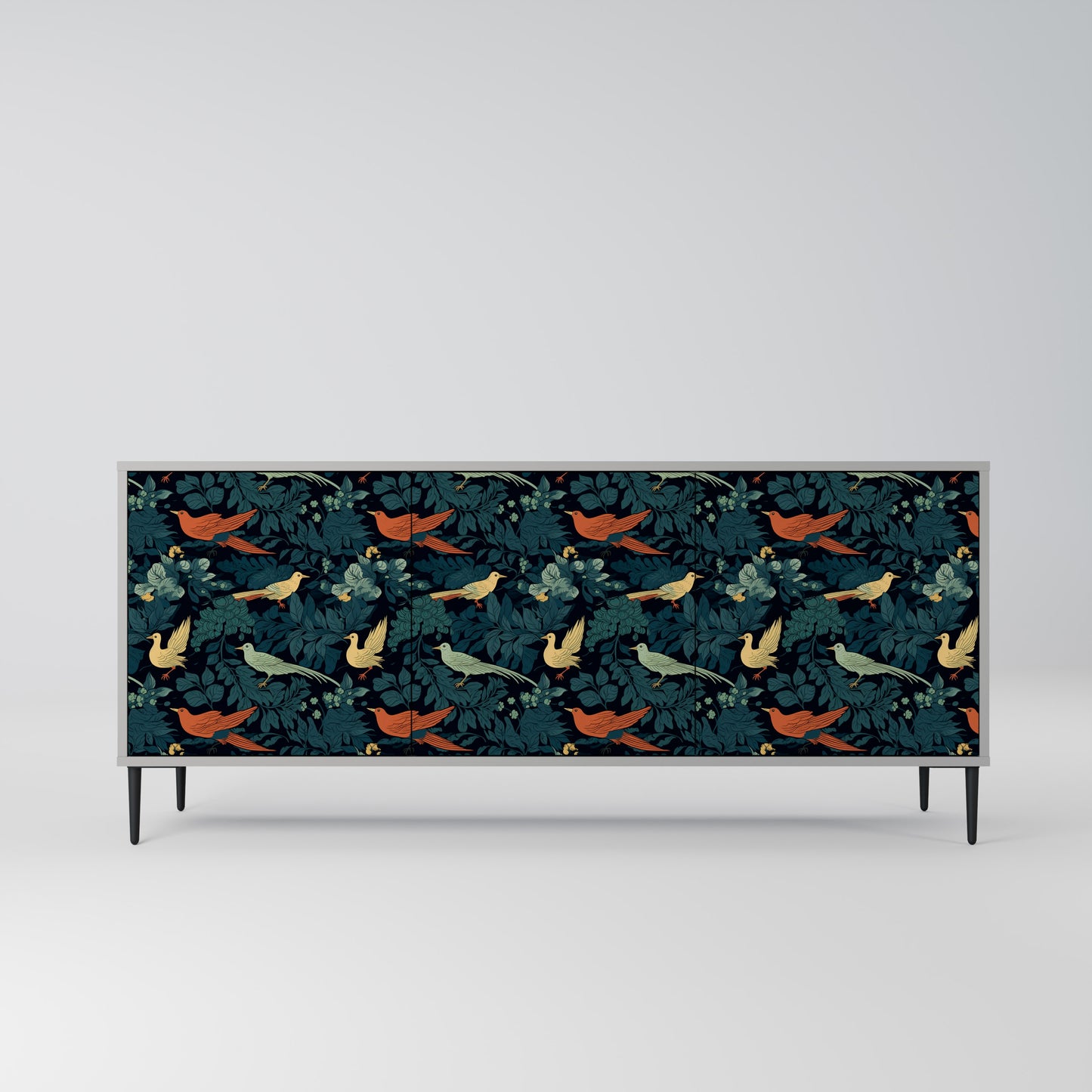 FOWL ORNAMENT 3-dörrars skänk i grå finish
