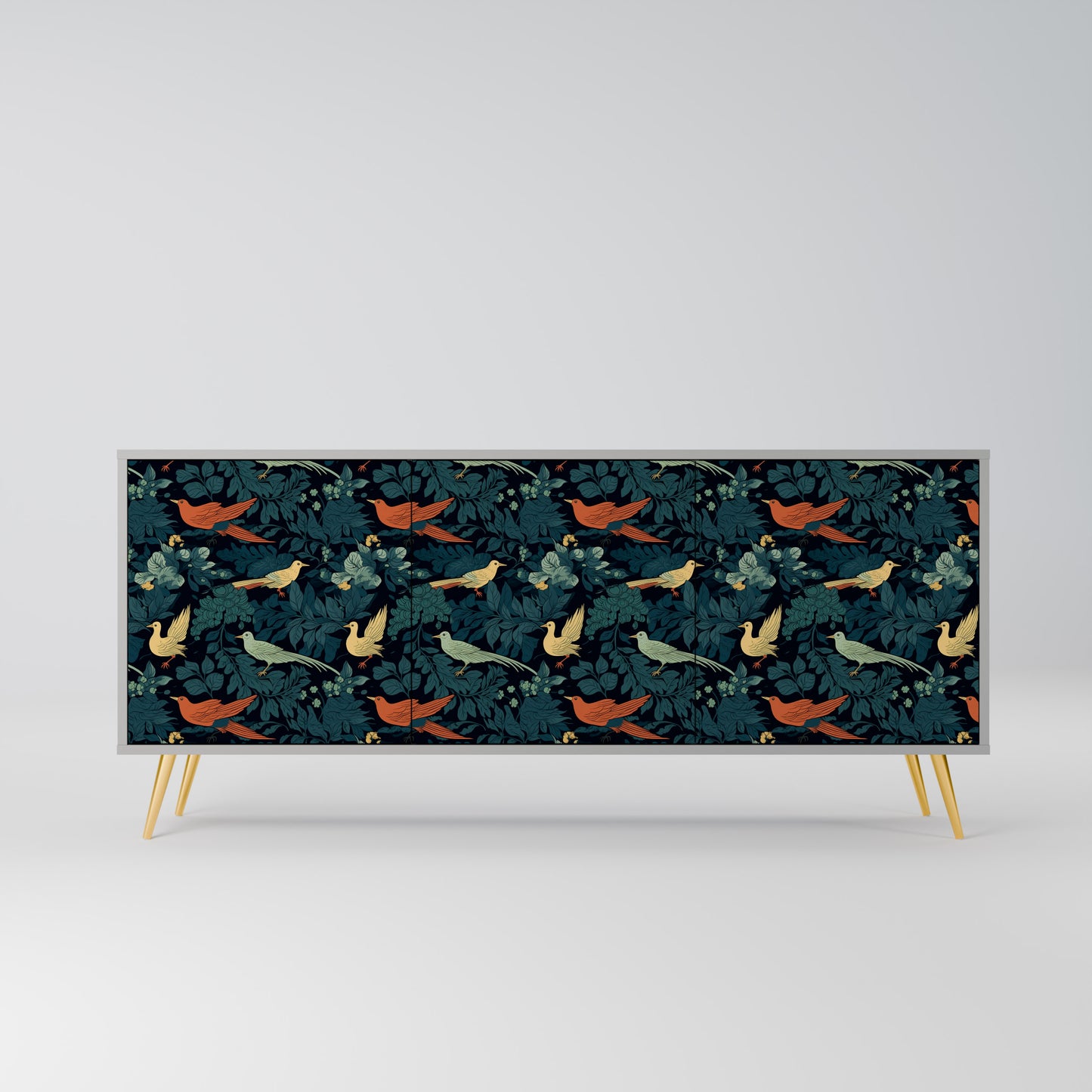 FOWL ORNAMENT 3-dörrars skänk i grå finish
