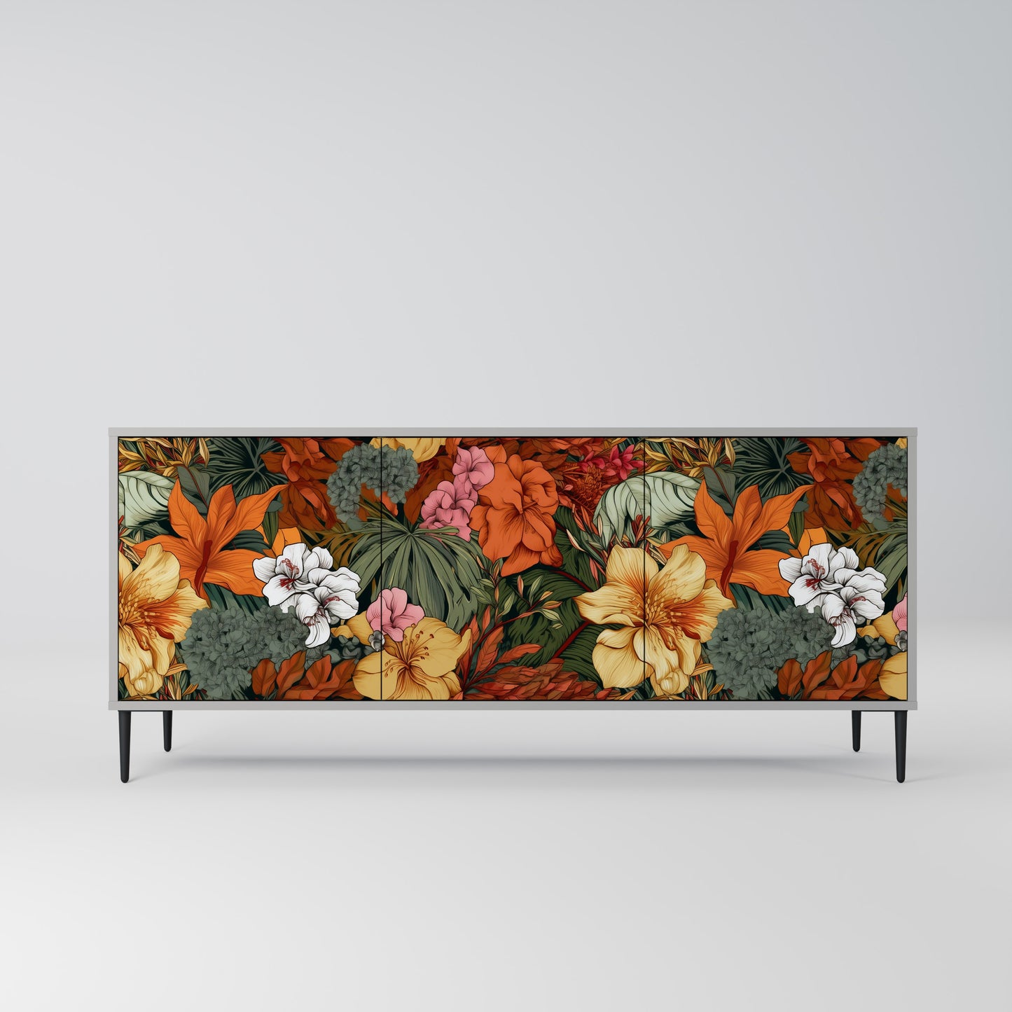 RADIANT FLORA 3-dörrars skänk i grå finish