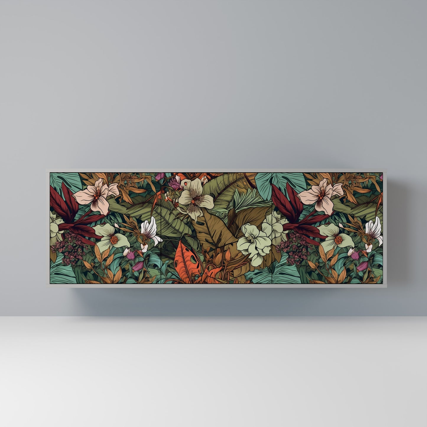 BOTANICAL EMERGENCE 3-dörrars skänk i grå finish