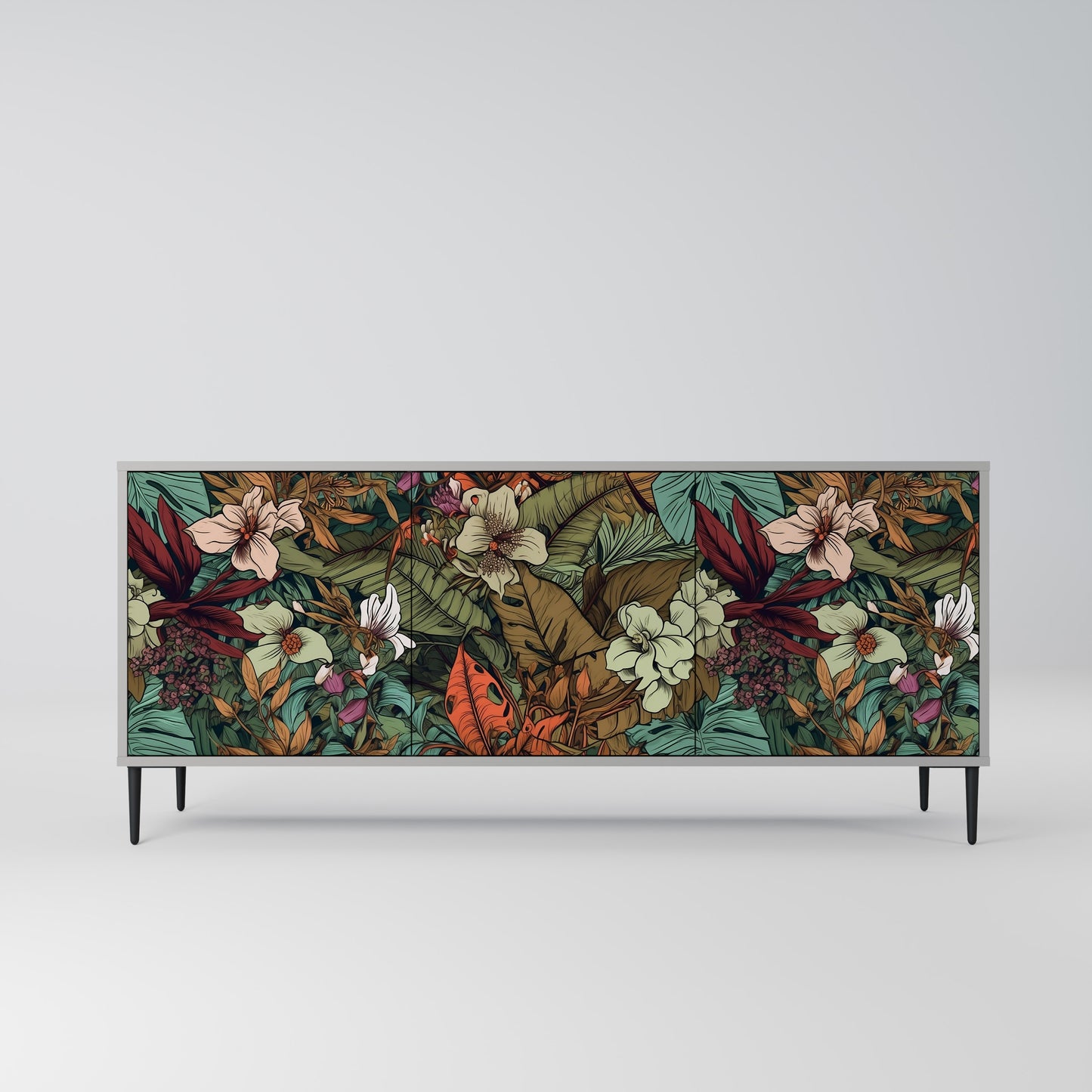 BOTANICAL EMERGENCE 3-dörrars skänk i grå finish