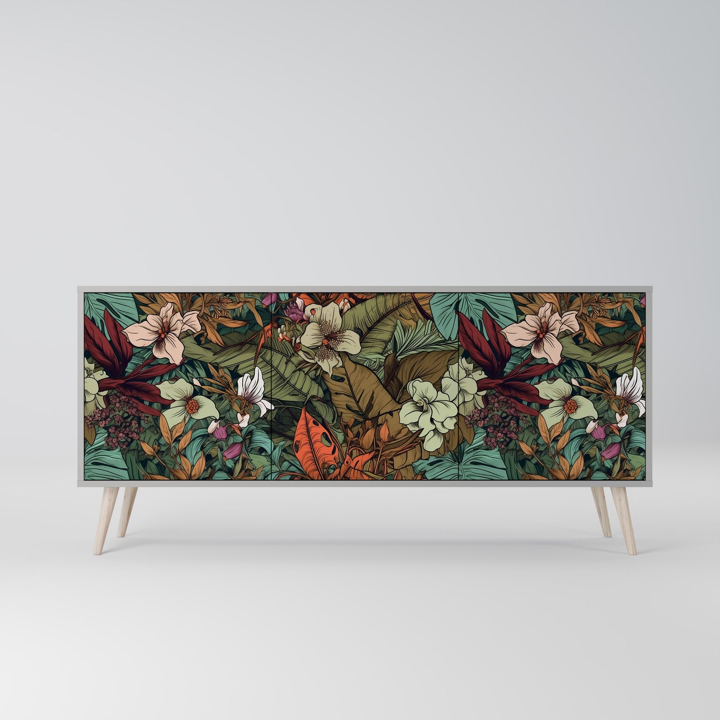 BOTANICAL EMERGENCE 3-dörrars skänk i grå finish