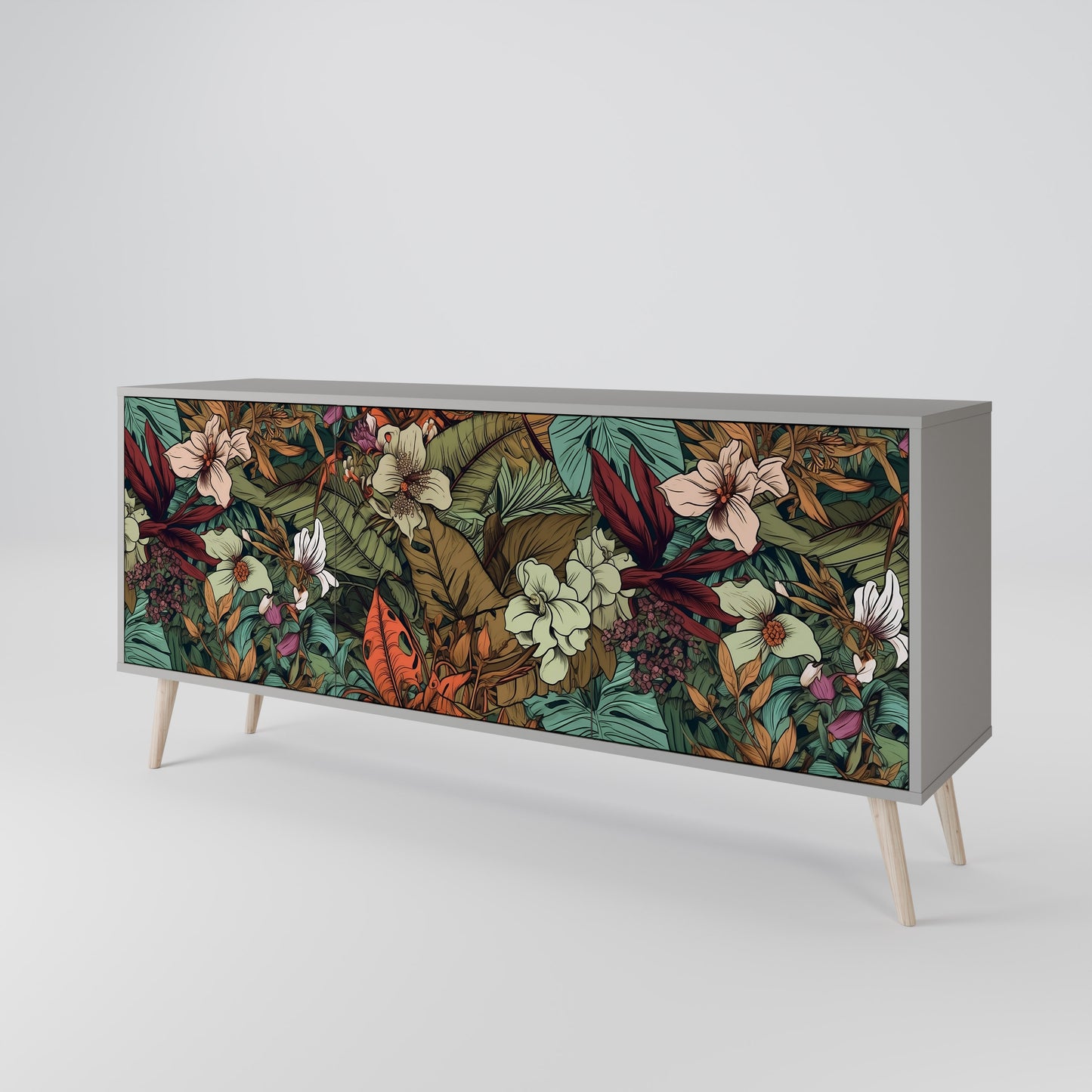 BOTANICAL EMERGENCE 3-dörrars skänk i grå finish