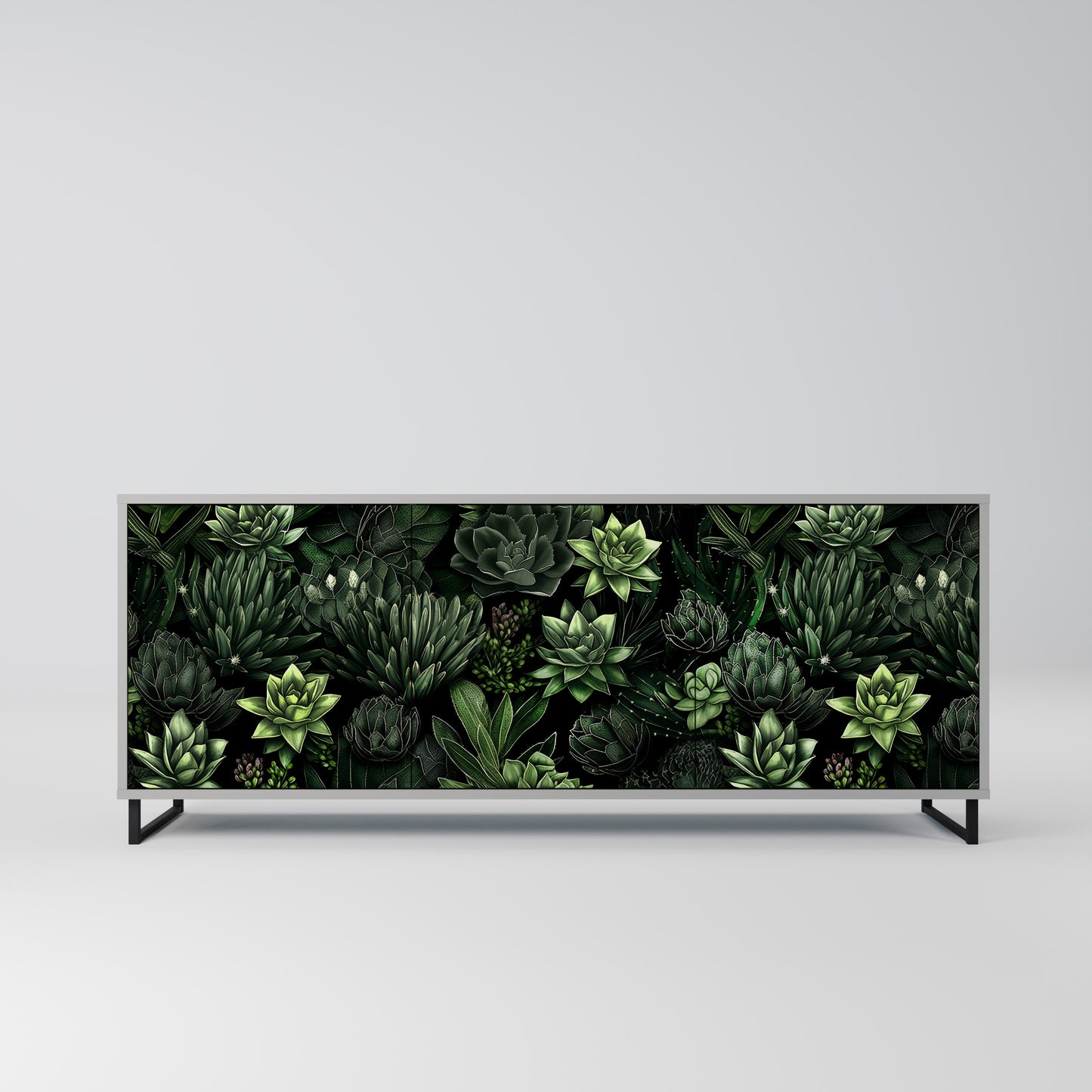 SUCCULENT JUNGLE 3-dörrars skänk i grå finish