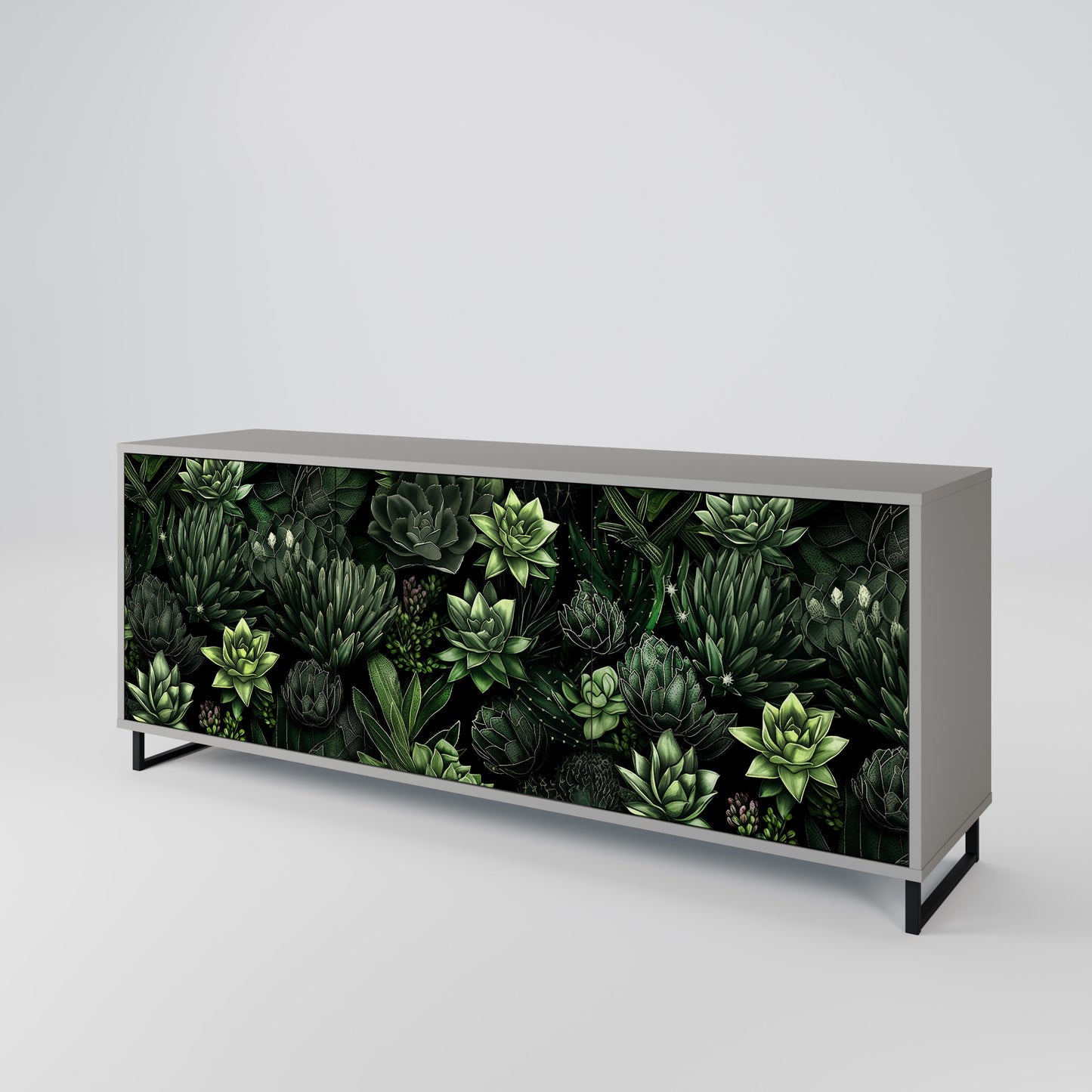 SUCCULENT JUNGLE 3-dörrars skänk i grå finish