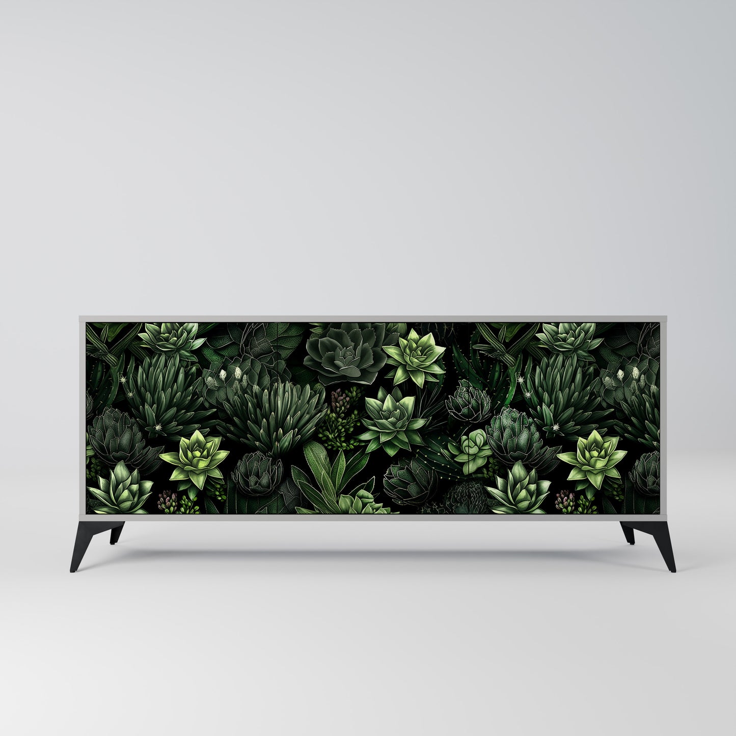 SUCCULENT JUNGLE 3-dörrars skänk i grå finish