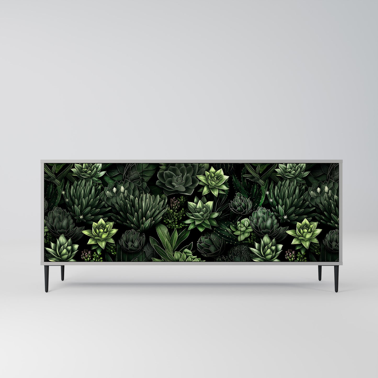 SUCCULENT JUNGLE 3-dörrars skänk i grå finish