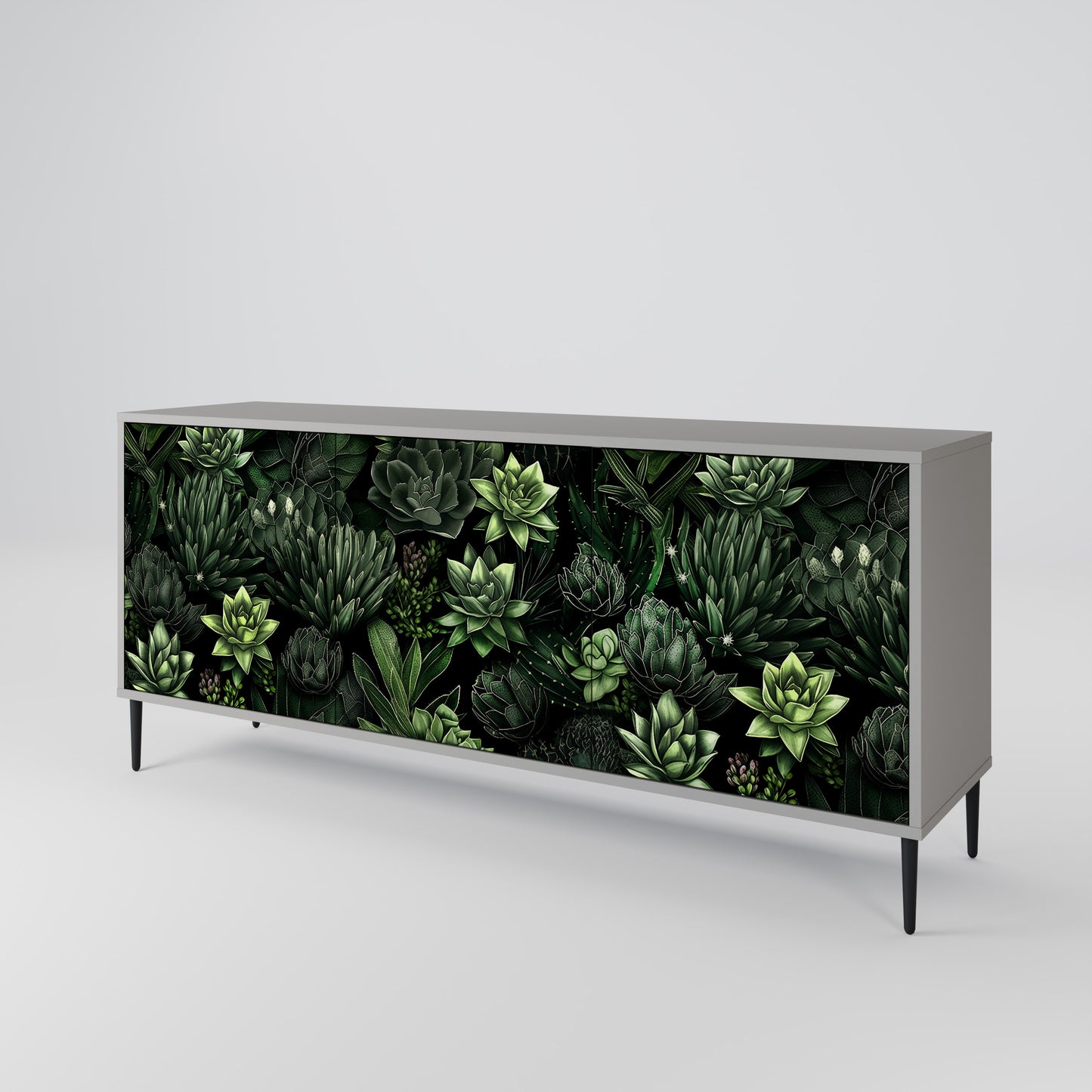 SUCCULENT JUNGLE 3-dörrars skänk i grå finish