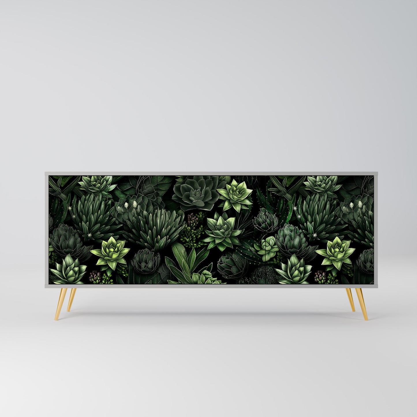 SUCCULENT JUNGLE 3-dörrars skänk i grå finish