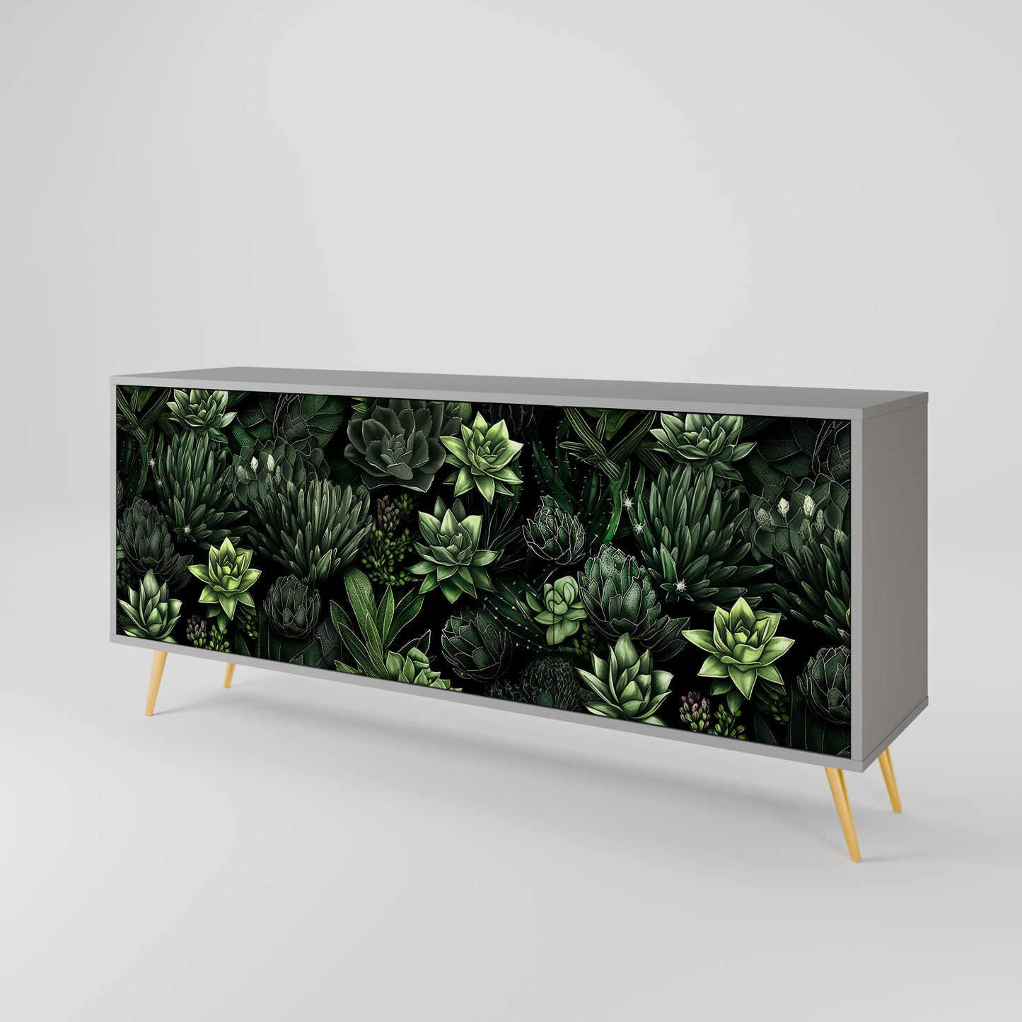 SUCCULENT JUNGLE 3-dörrars skänk i grå finish