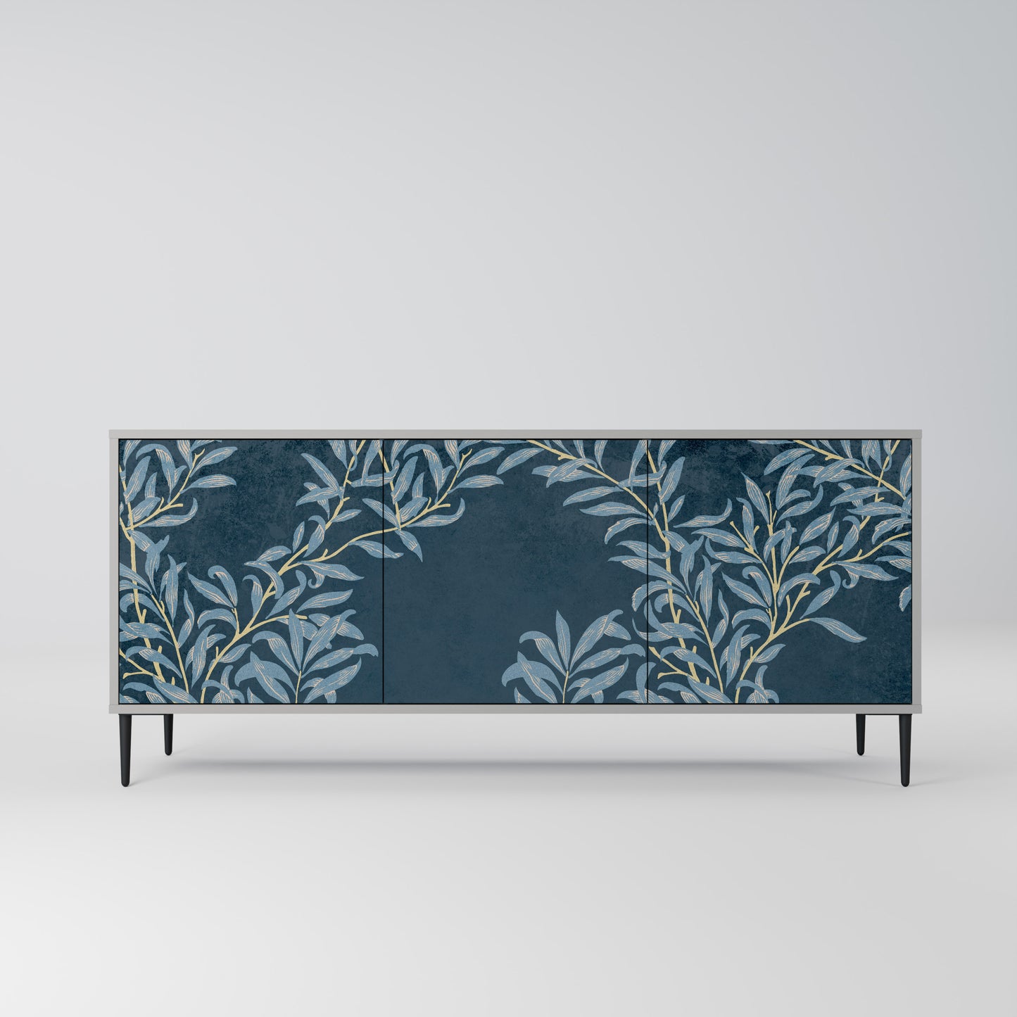 BLUE LEAVES 3-Door Sideboard in Grey Finish