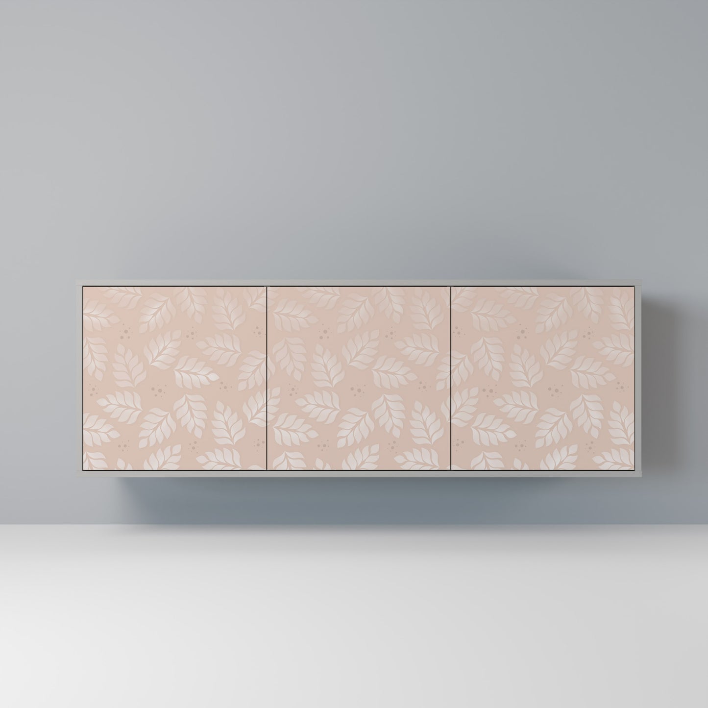 LÖV PÅ BEIGE 3-dörrars skänk i grå finish