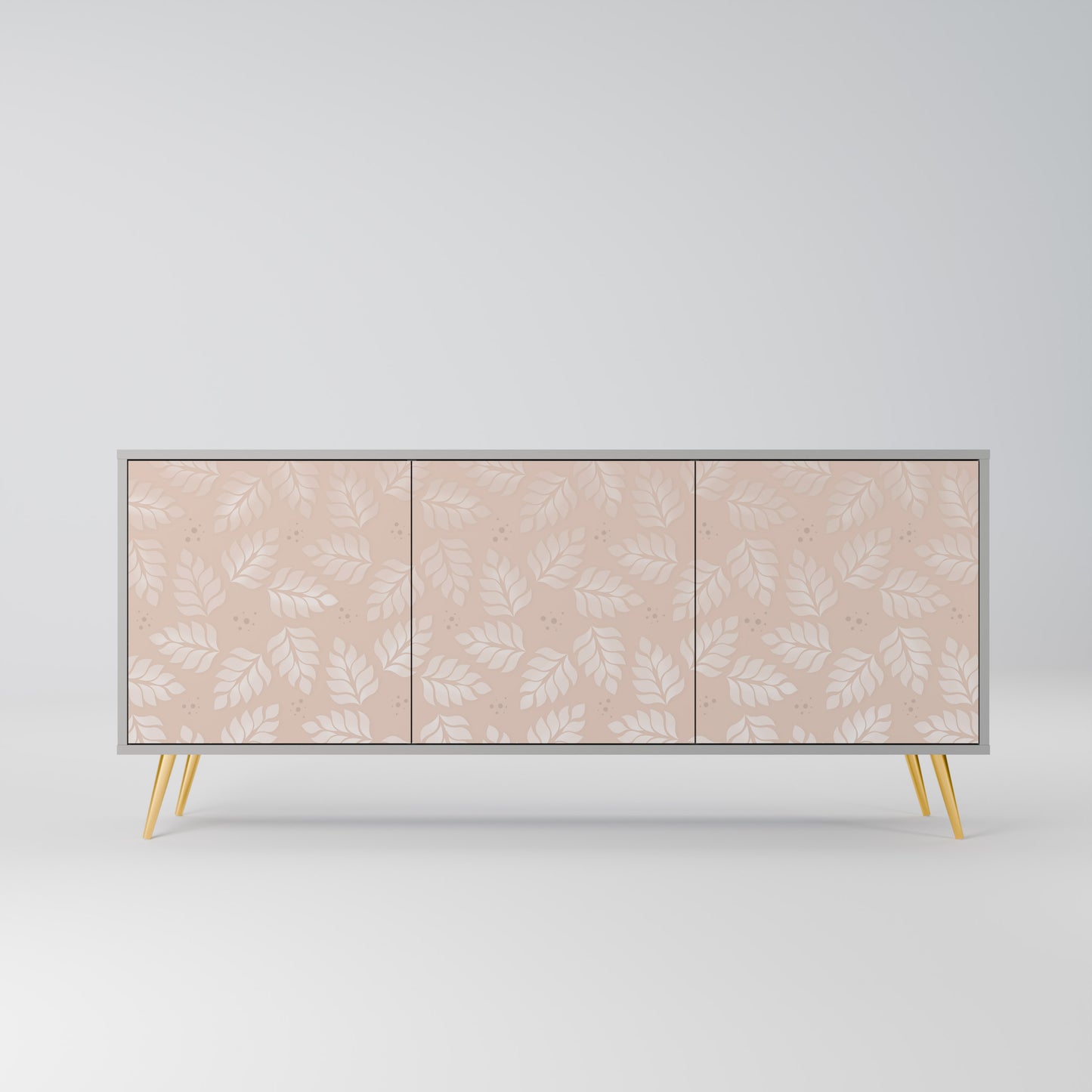 LÖV PÅ BEIGE 3-dörrars skänk i grå finish
