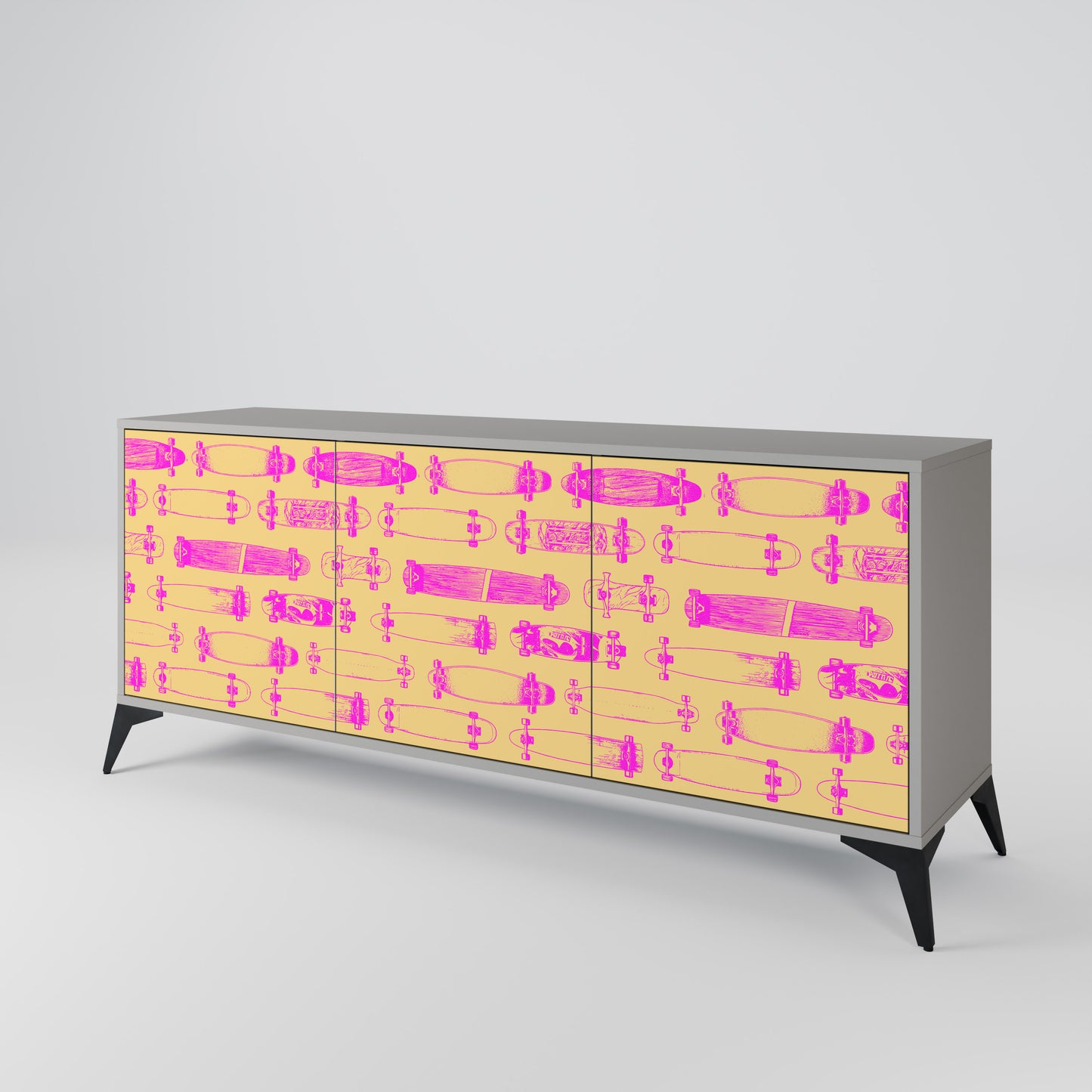 SKATEBOARD ARTISTRY 3-Door Sideboard in Grey Finish